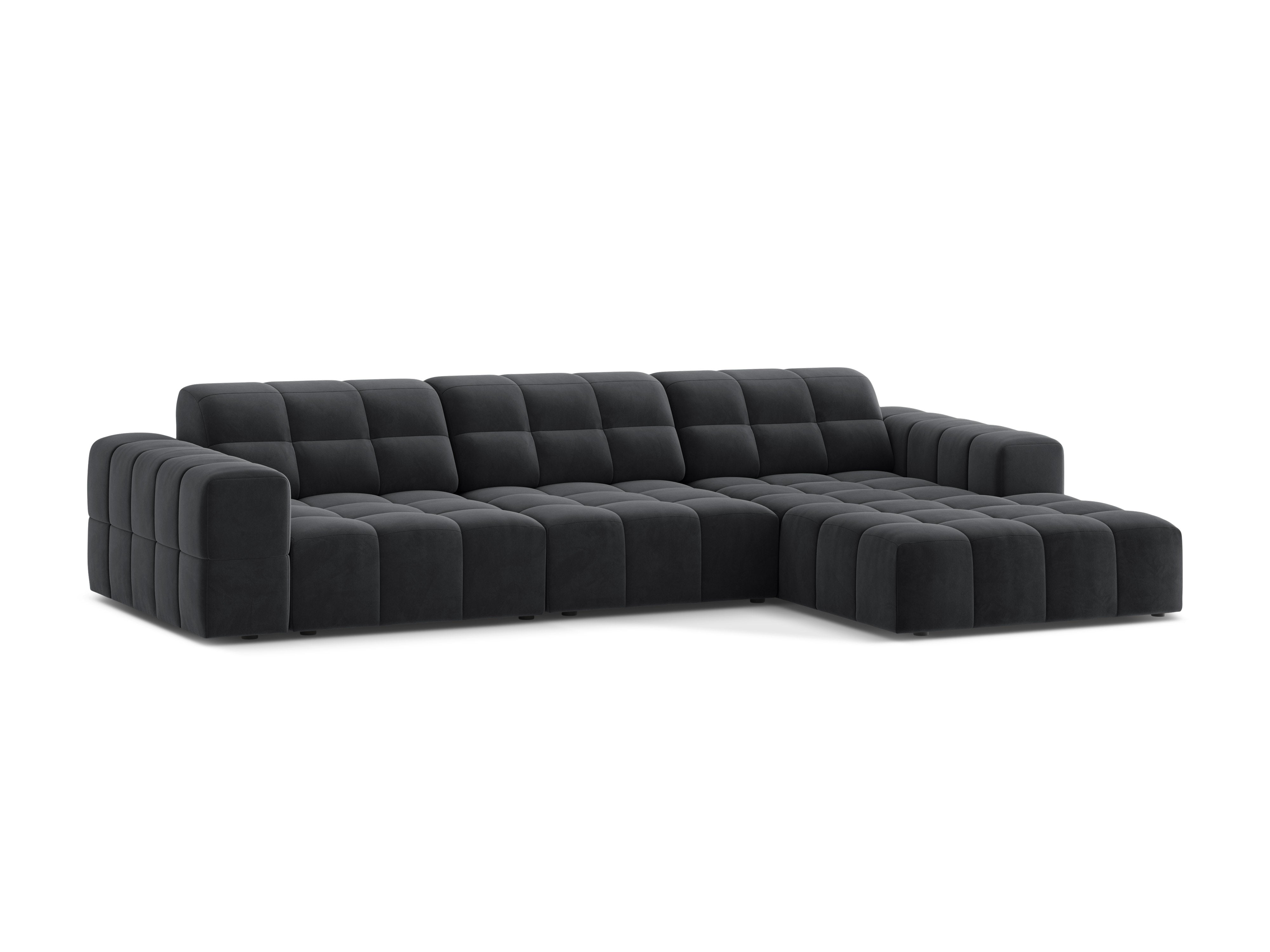 Right-sided corner velvet 4-person chicago dark gray