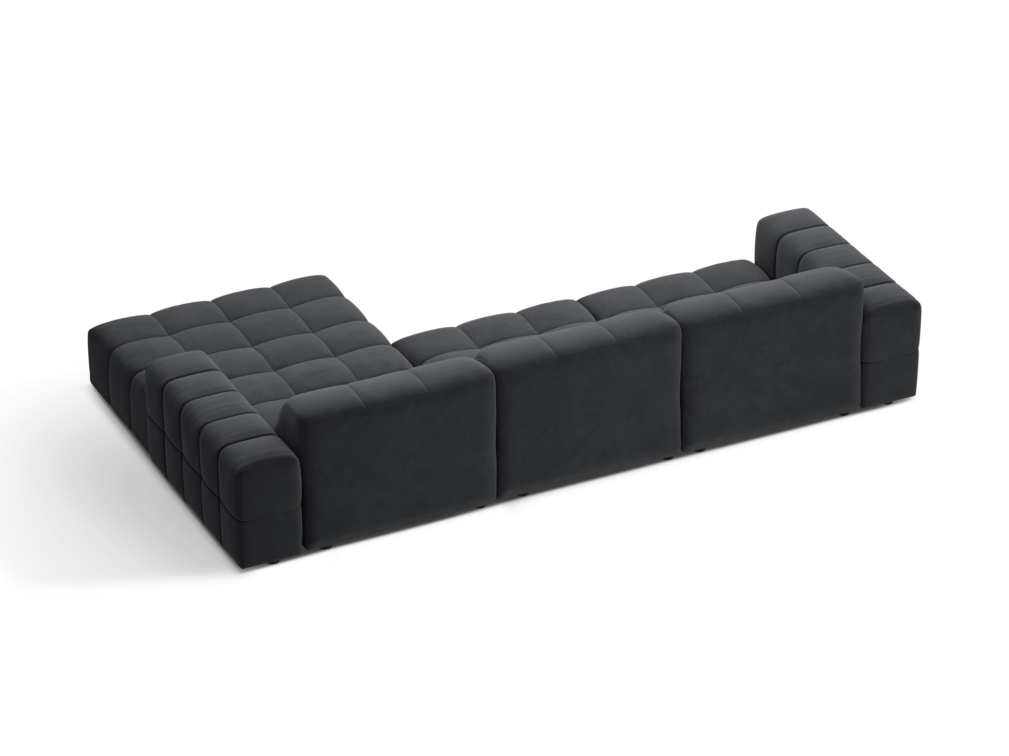 Right-sided corner velvet 4-person chicago dark gray