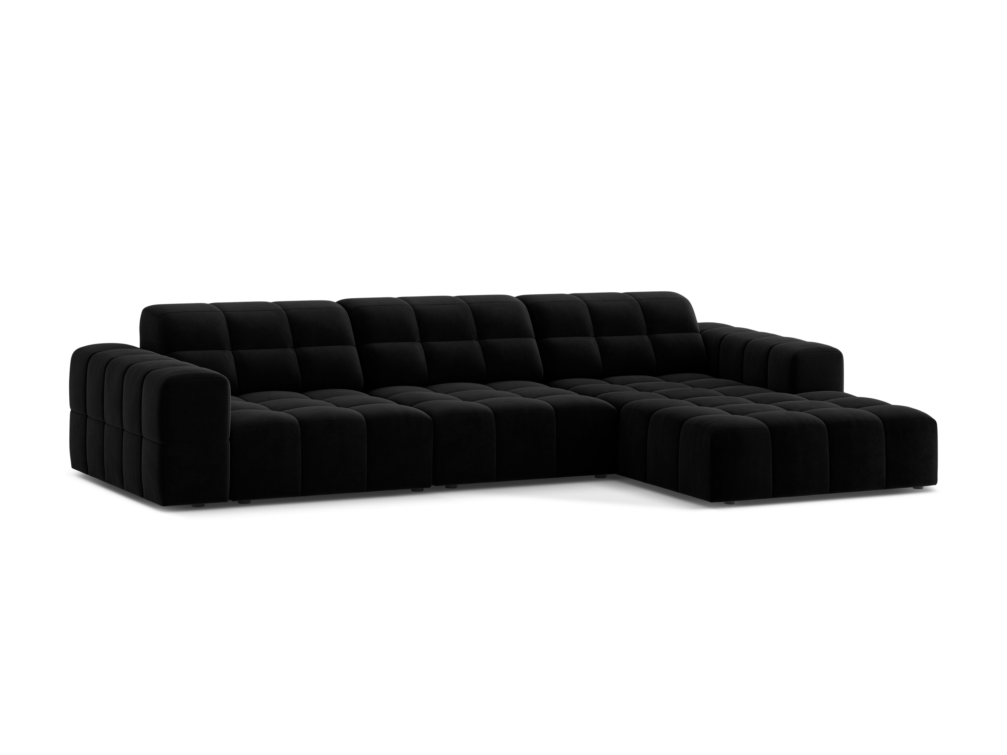 Right-sided Velvet Corner 4-seater chicago black