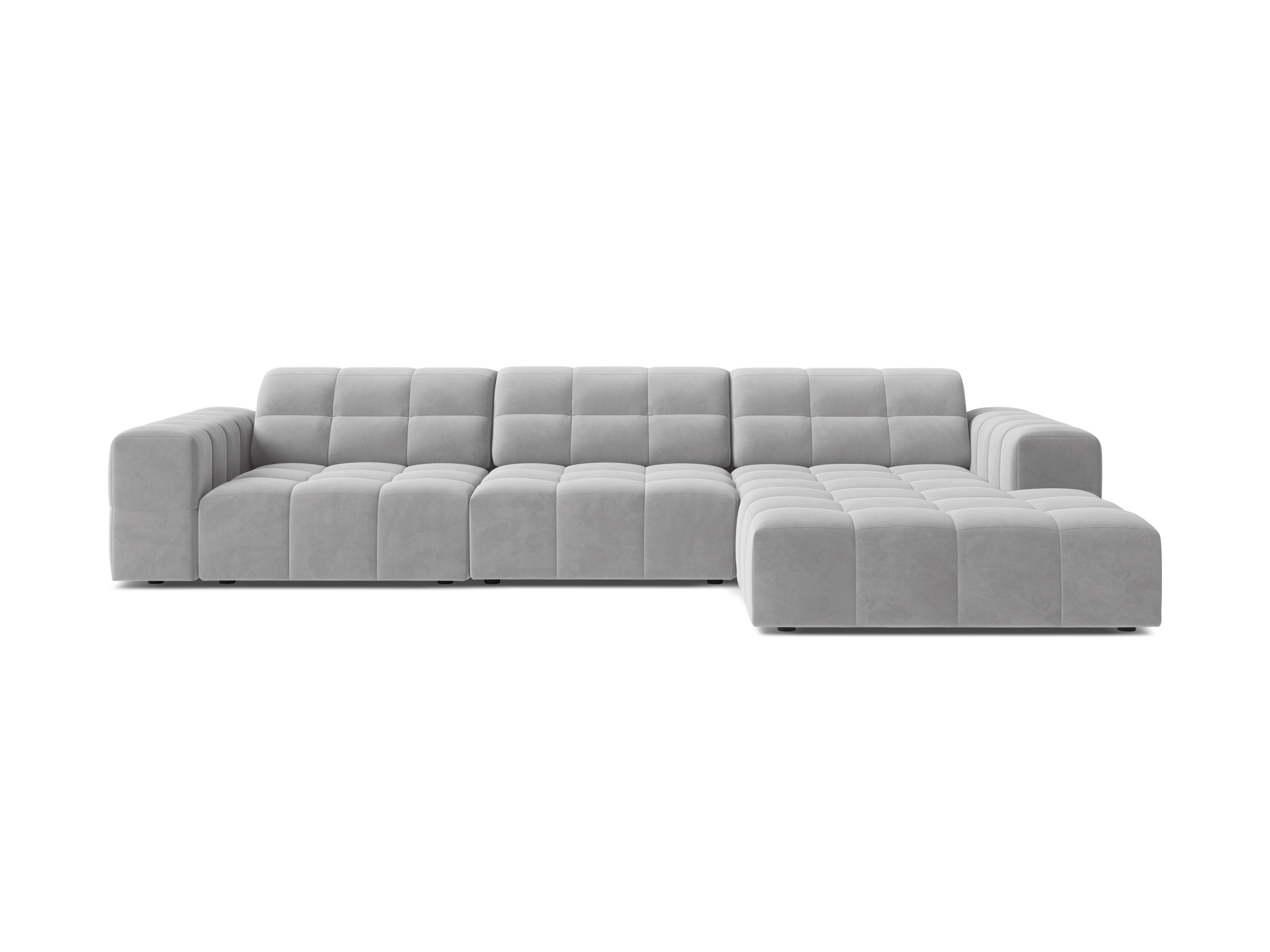 Right-sided Velvet Corner 4-seater Chicago light gray