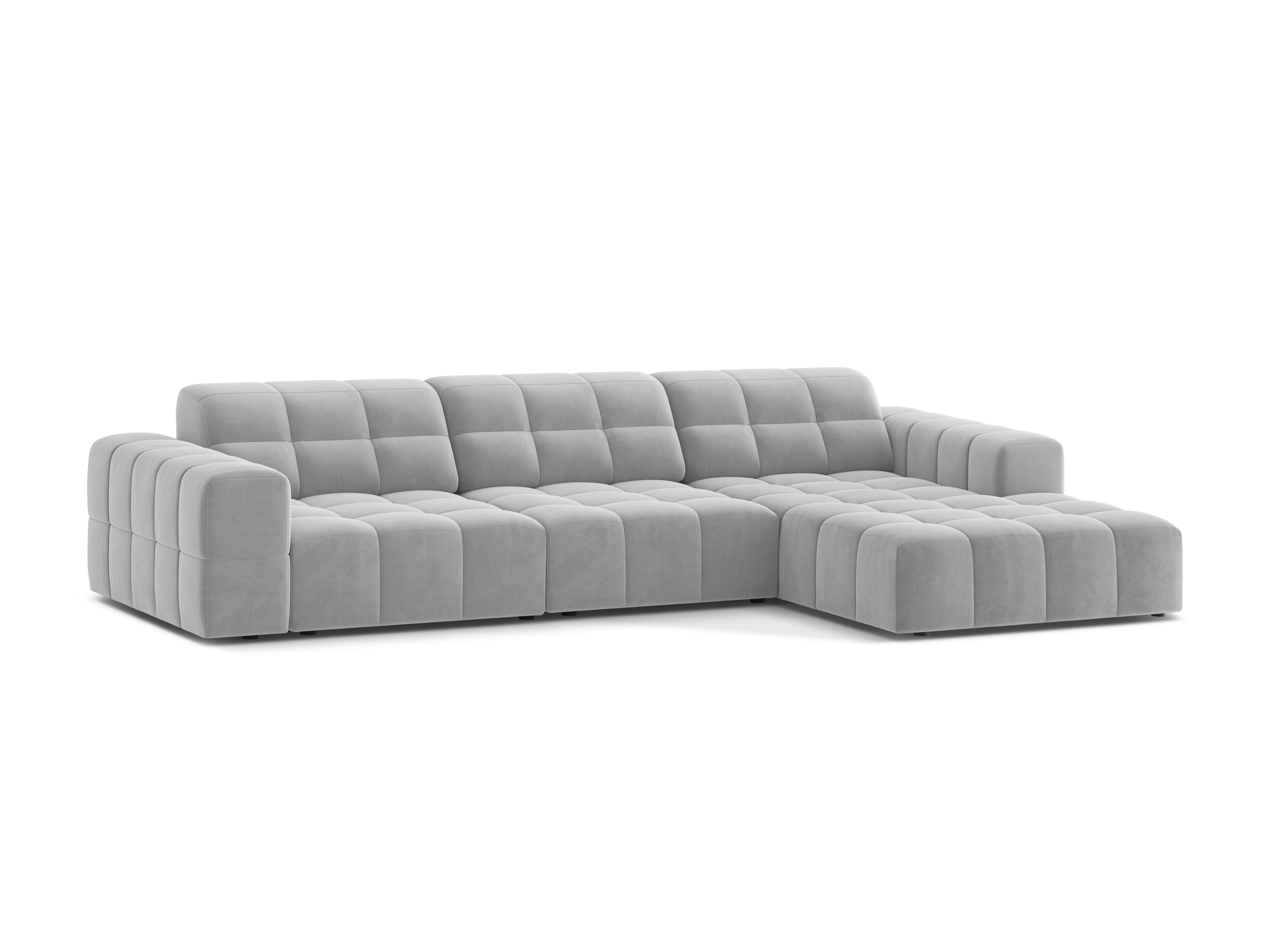 Right-sided Velvet Corner 4-seater Chicago light gray