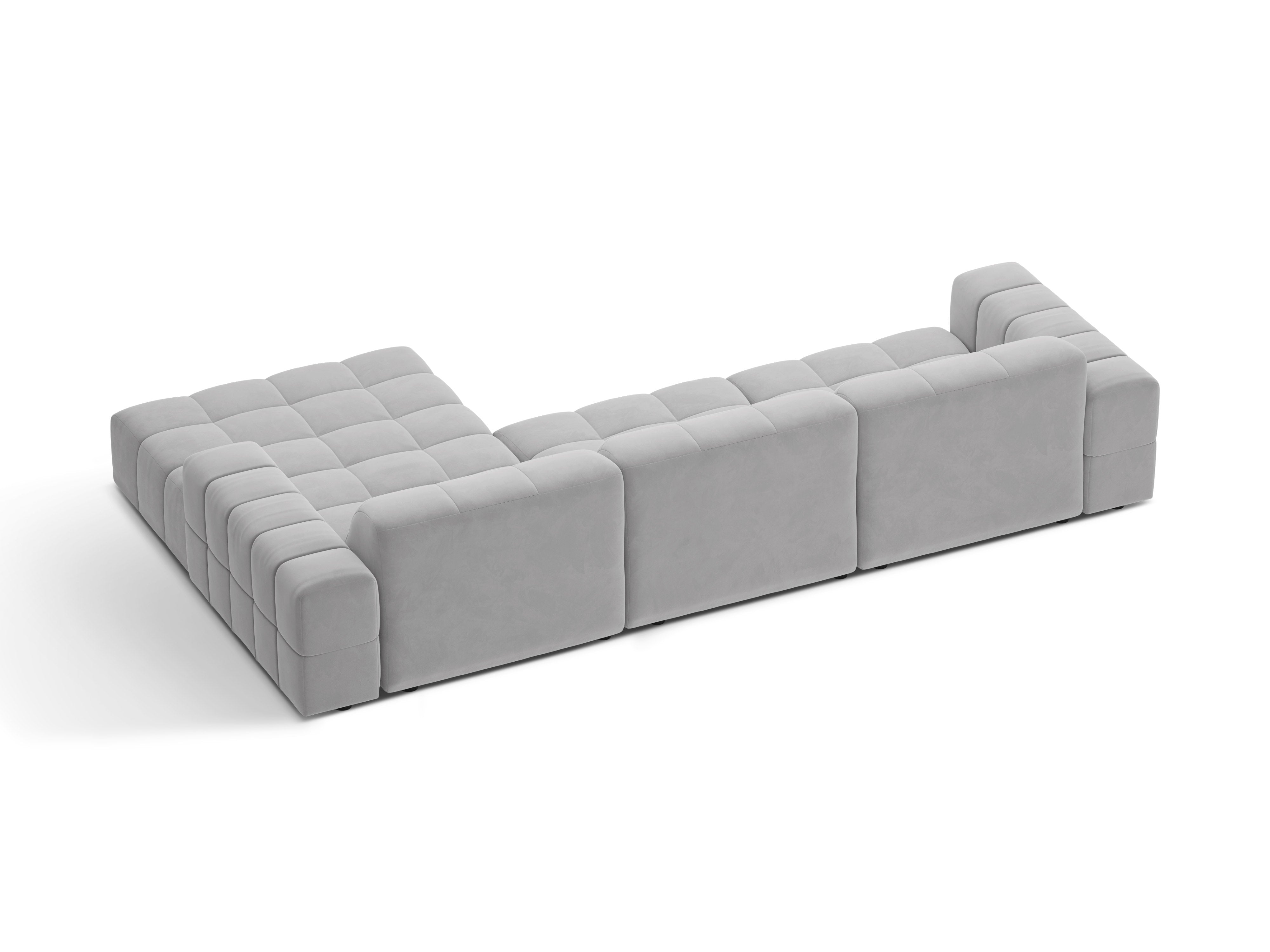 Right-sided Velvet Corner 4-seater Chicago light gray