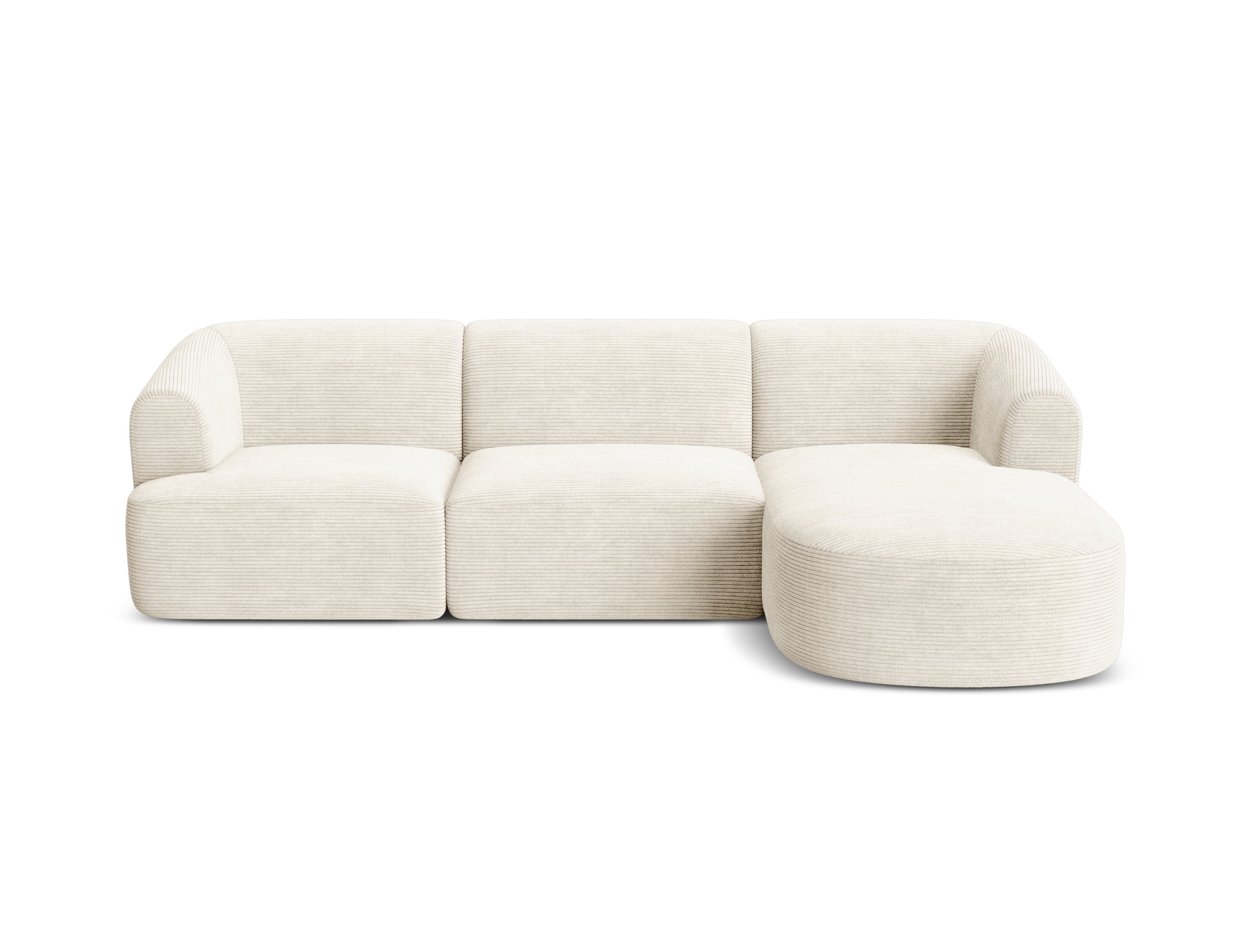 Rechtsseitige 4-Sitzer-Couch CAMPI cremefarbener Cord