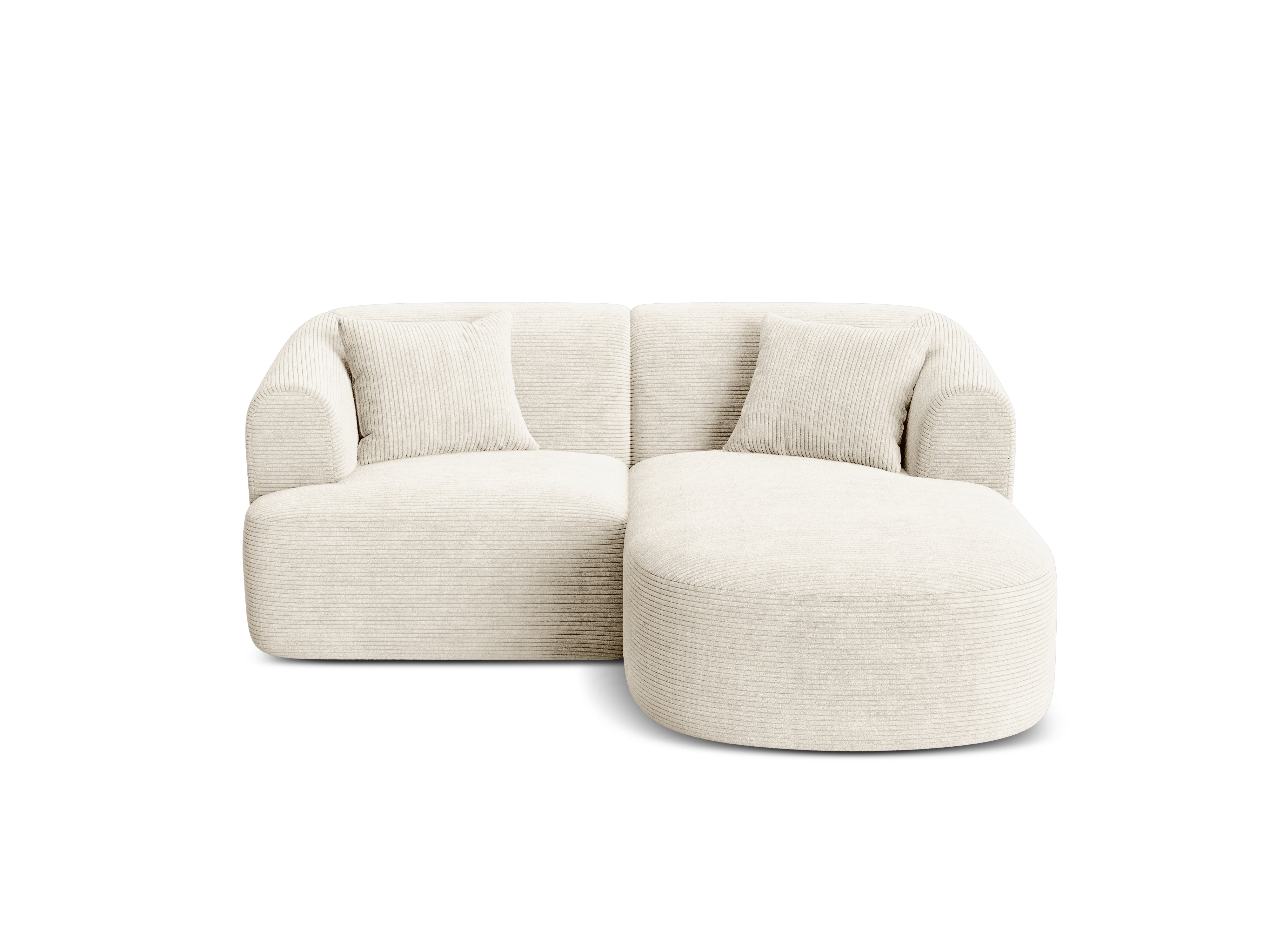 Rechtsseitige 3-Sitzer-Couch CAMPI in cremefarbener Cord-Optik