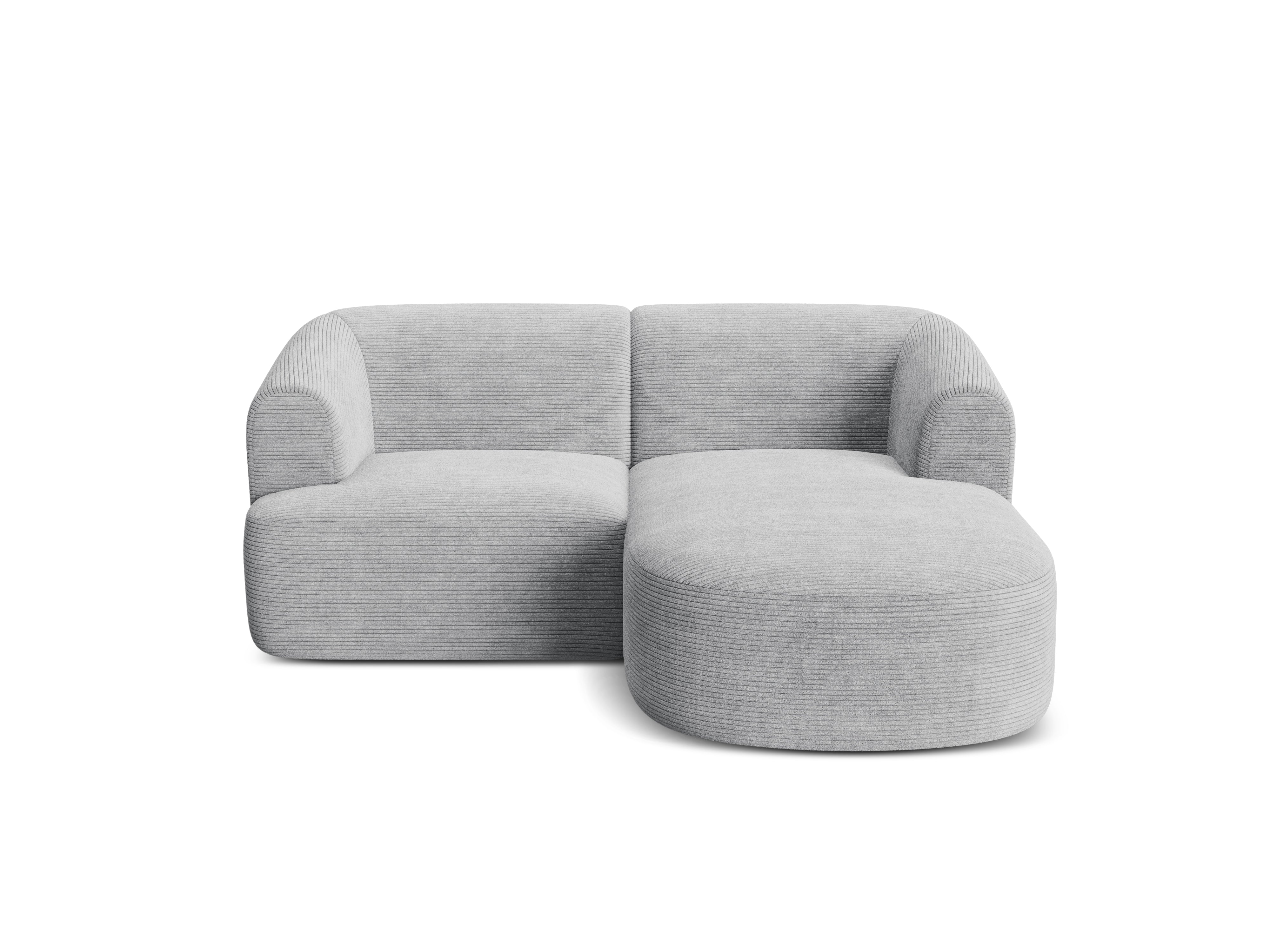 Rechtsseitige 3-Sitzer-Couch CAMPI hellgrau Cord