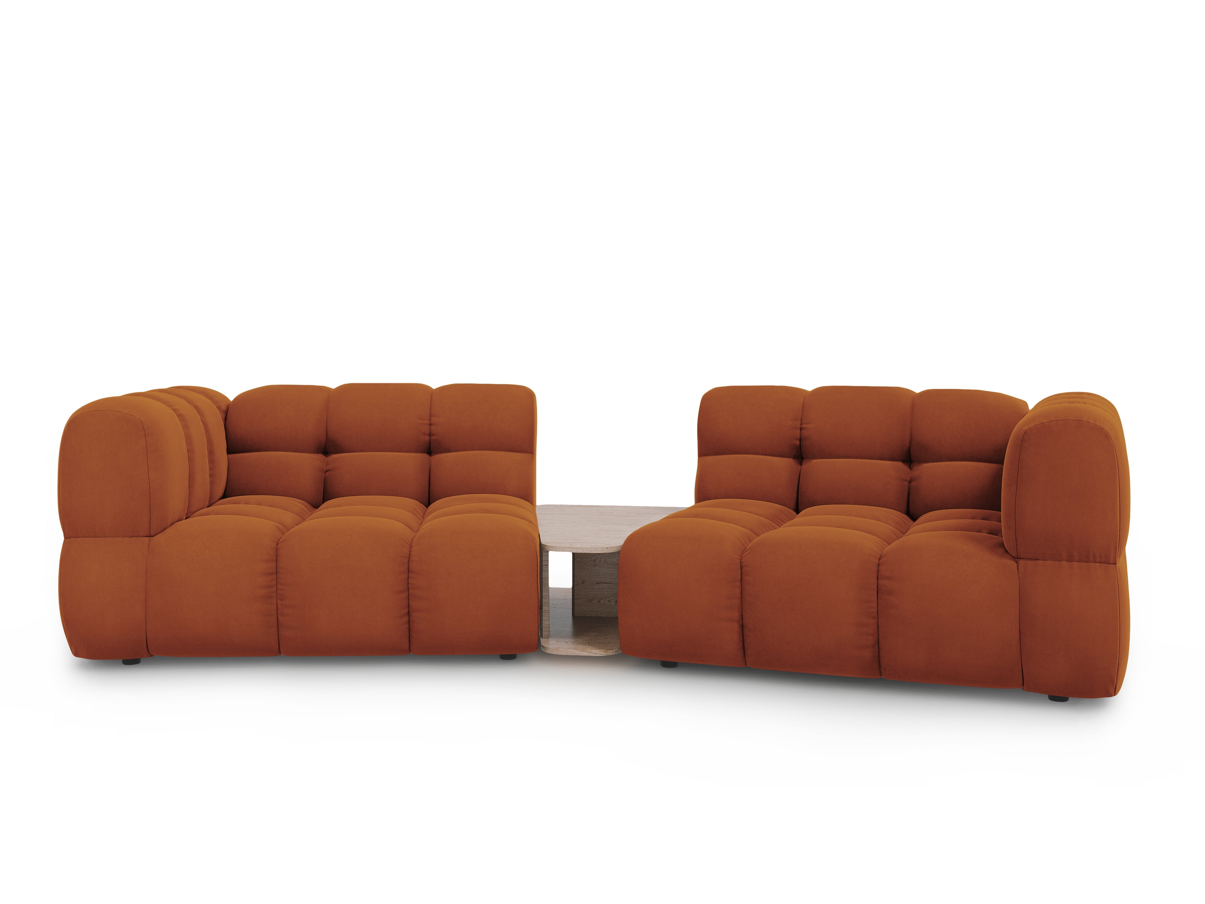 Sofa aksamitna 2-osobowa zaokrąglona ze stolikiem SKY terracotta Cosmopolitan Design    Eye on Design