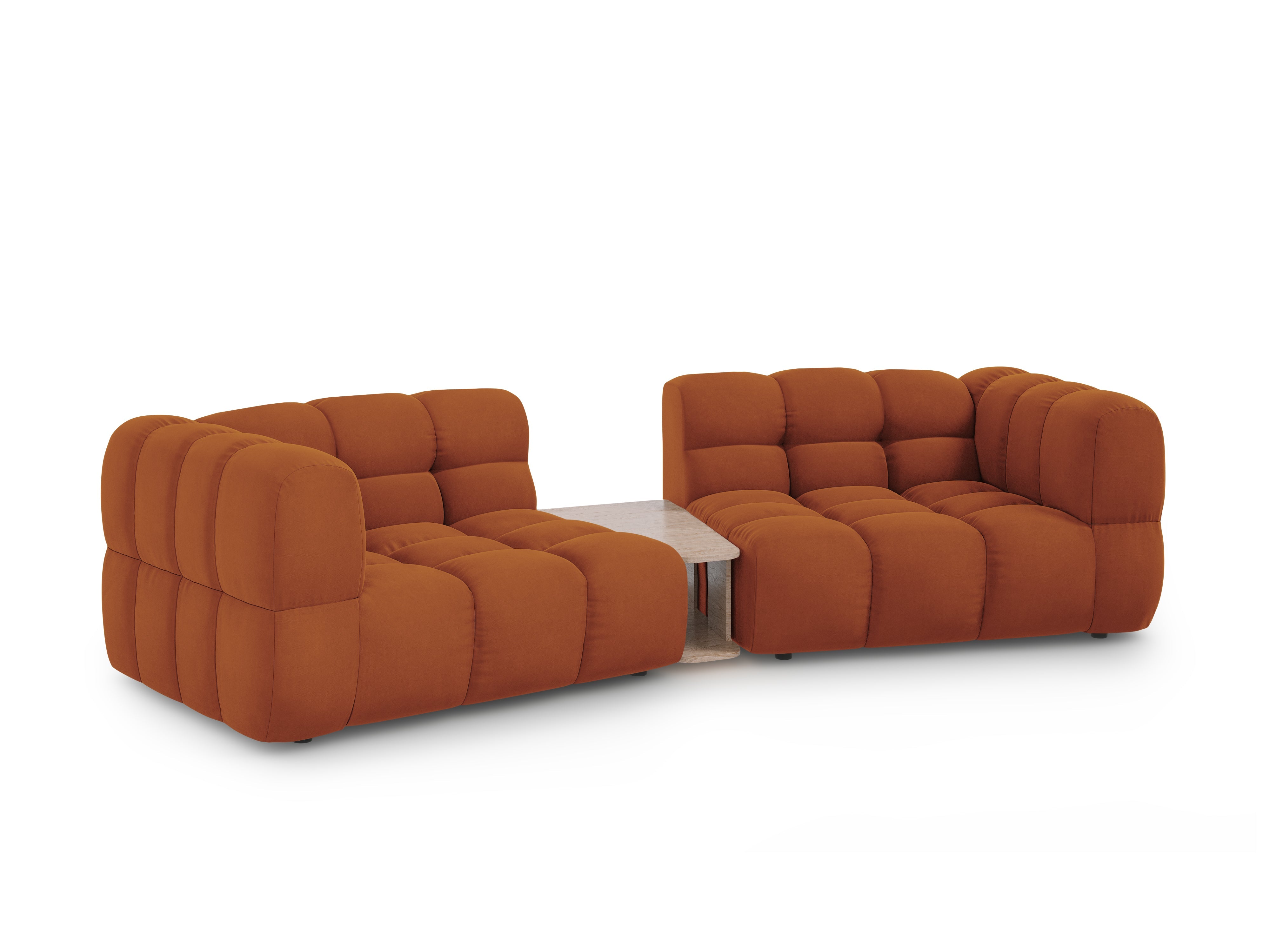 Sofa aksamitna 2-osobowa zaokrąglona ze stolikiem SKY terracotta Cosmopolitan Design    Eye on Design