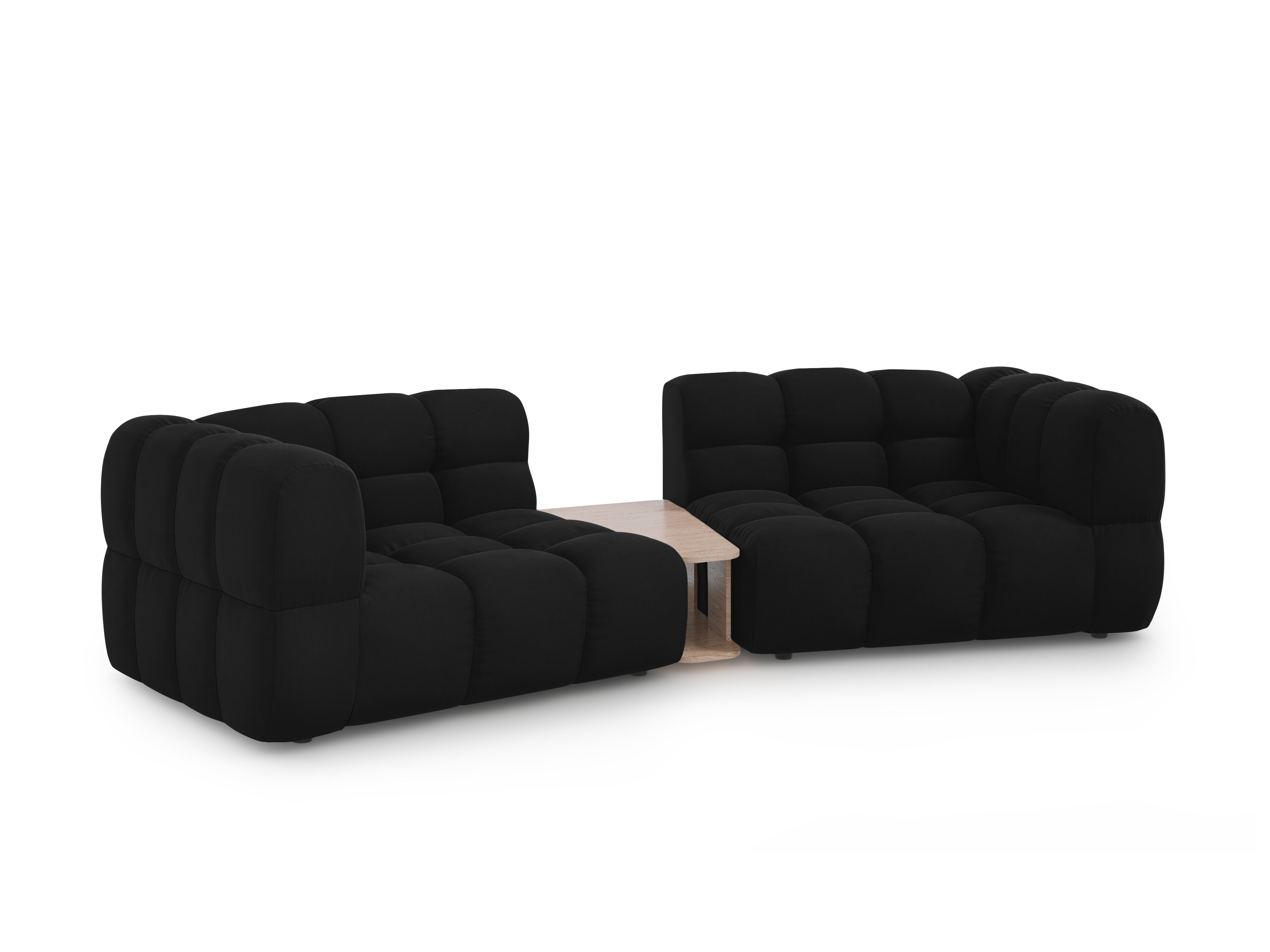 Sofa aksamitna 2-osobowa zaokrąglona ze stolikiem SKY czarny Cosmopolitan Design    Eye on Design