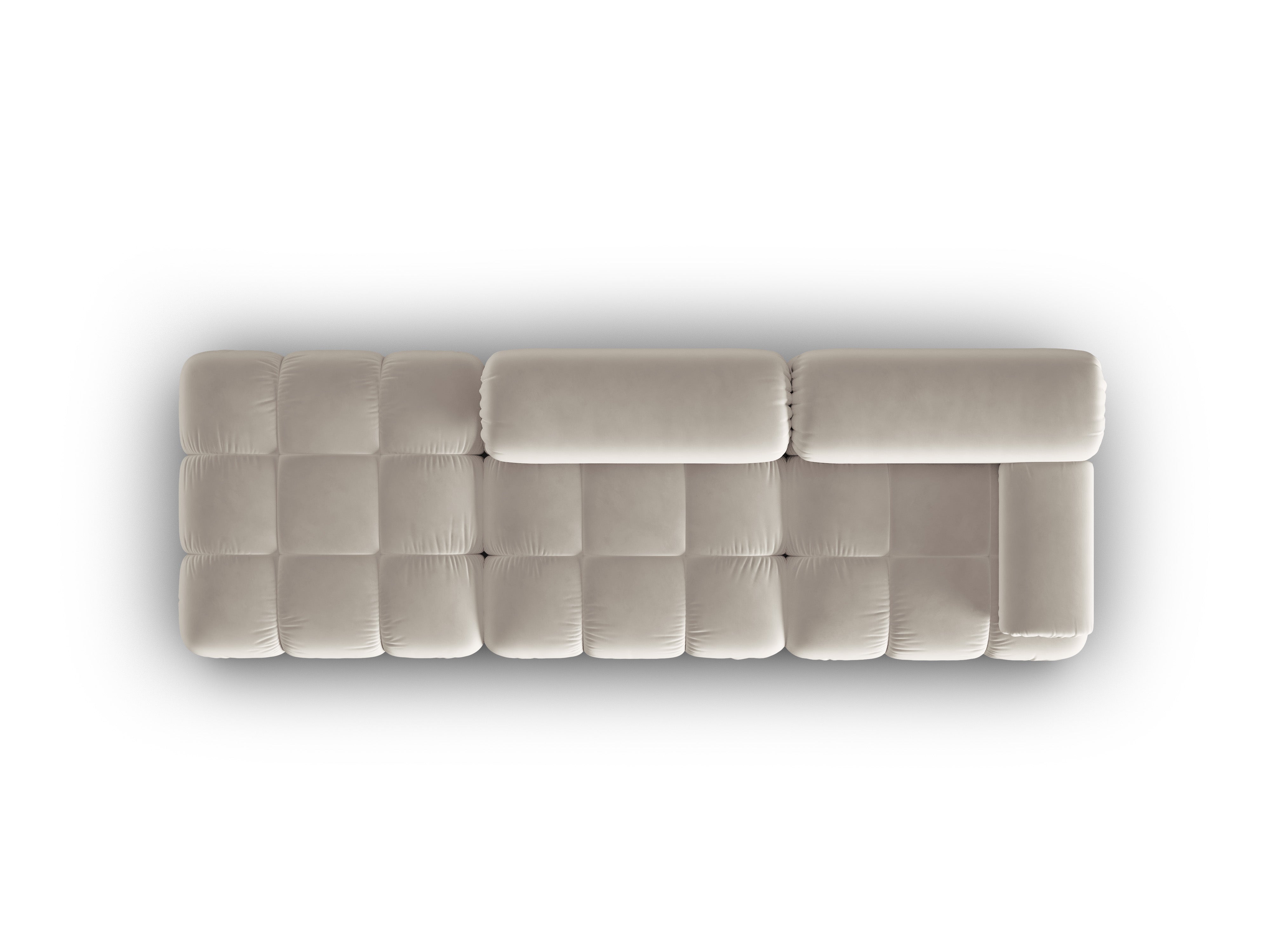 Beige CORTINA Open Left-Arm Velvet Sofa for Three
