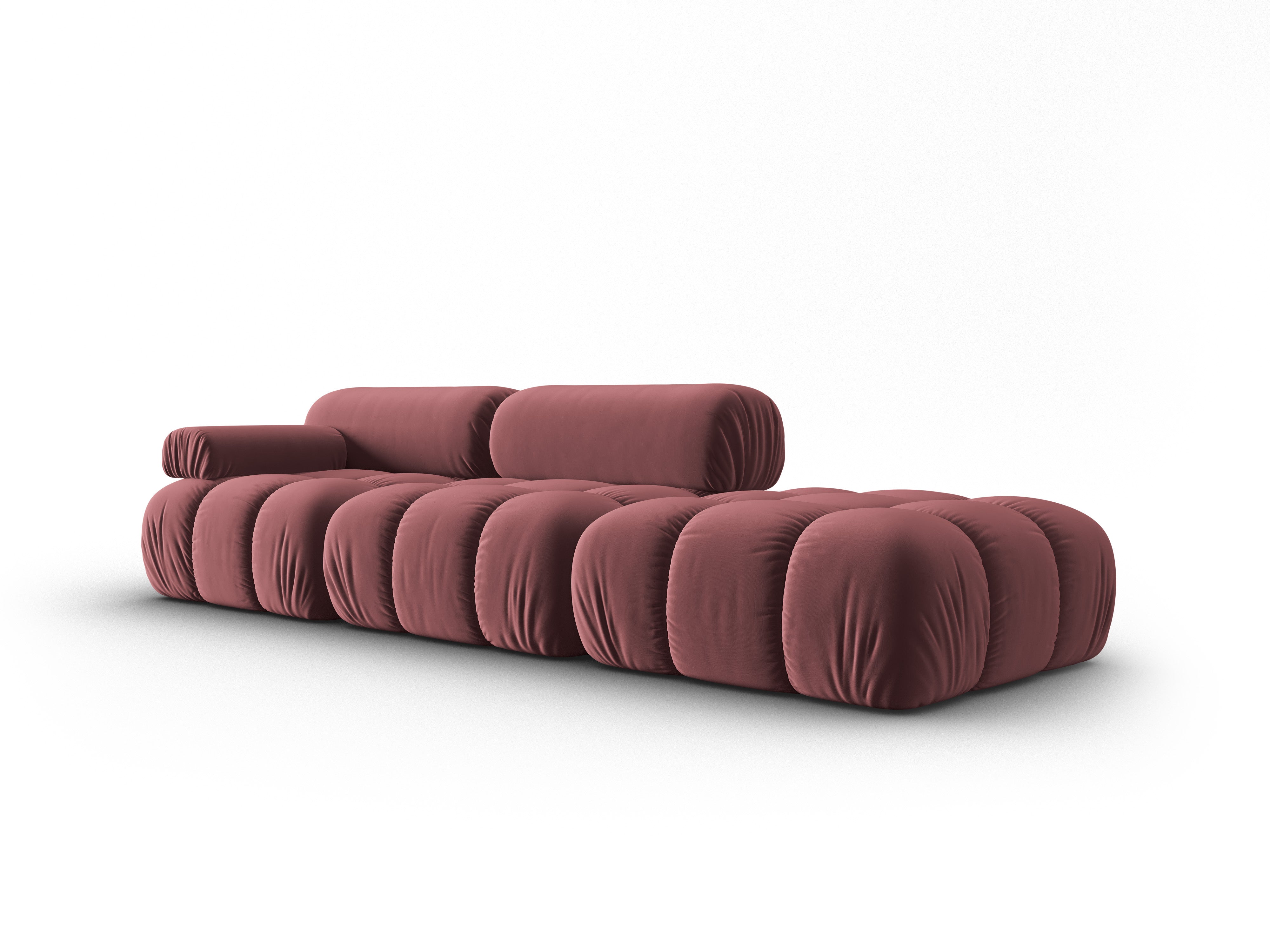 CORTINA Pink Velvet 3-Seater Open Right Sofa