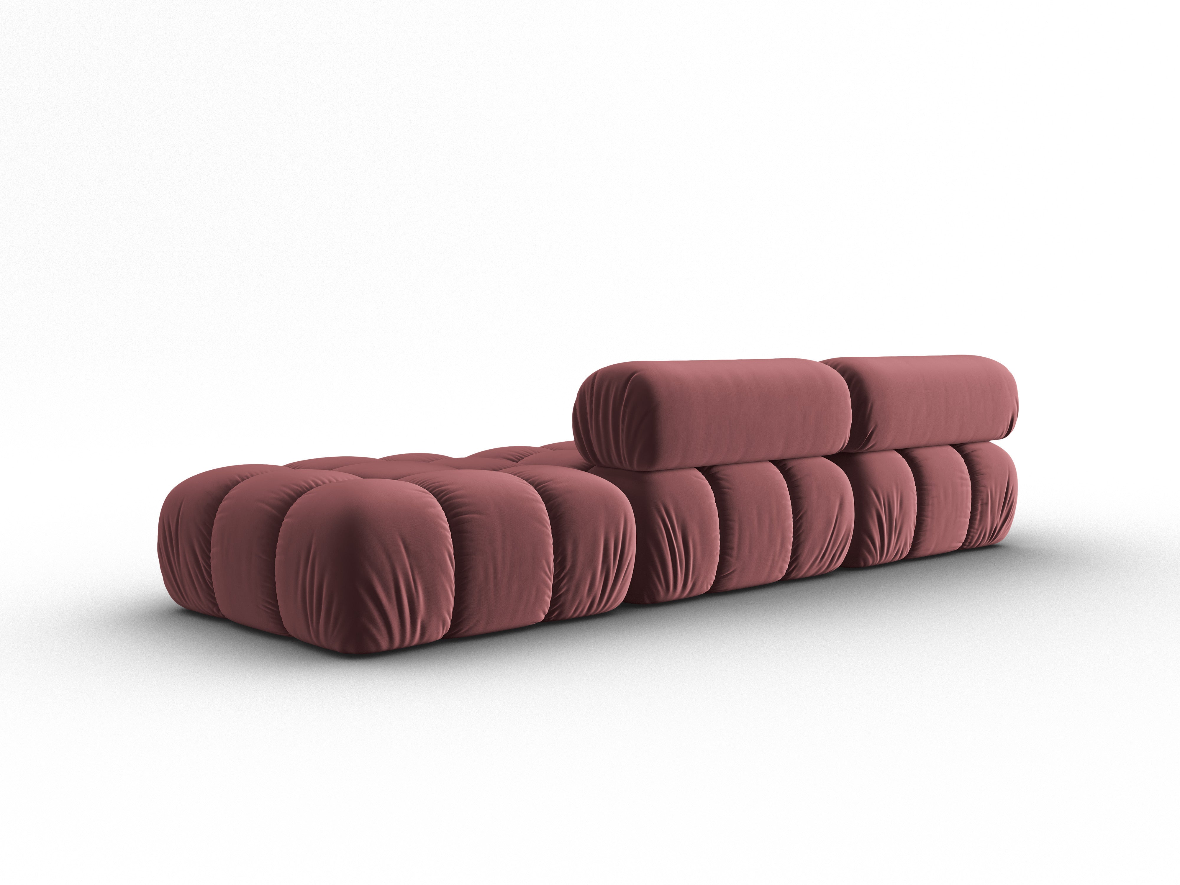 CORTINA Pink Velvet 3-Seater Open Right Sofa