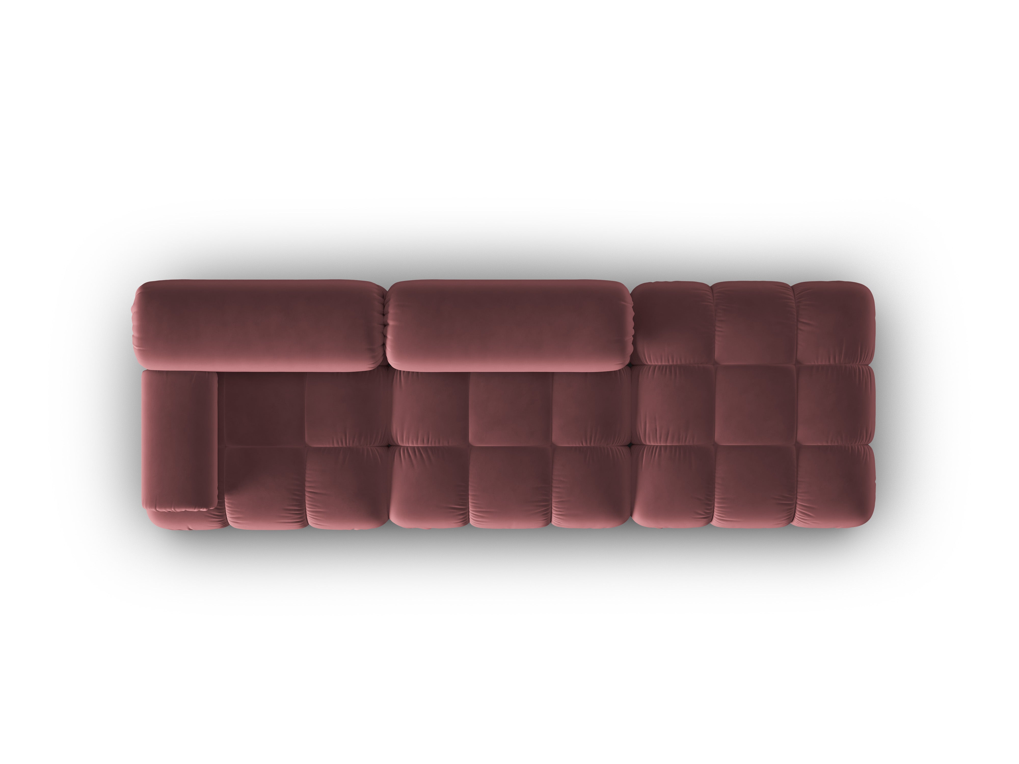 CORTINA Pink Velvet 3-Seater Open Right Sofa