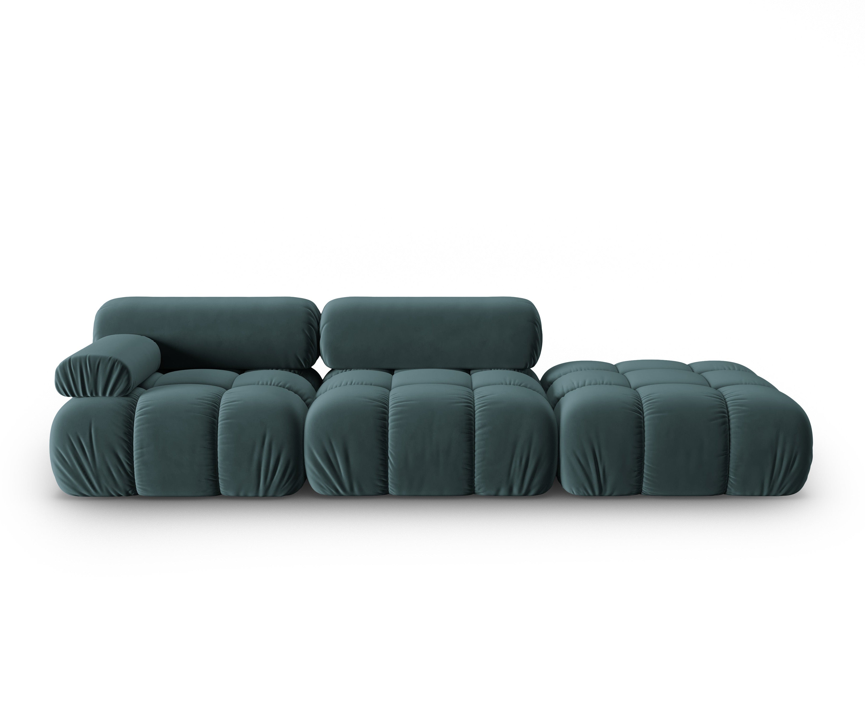CORTINA turquoise velvet 3-seater open right sofa