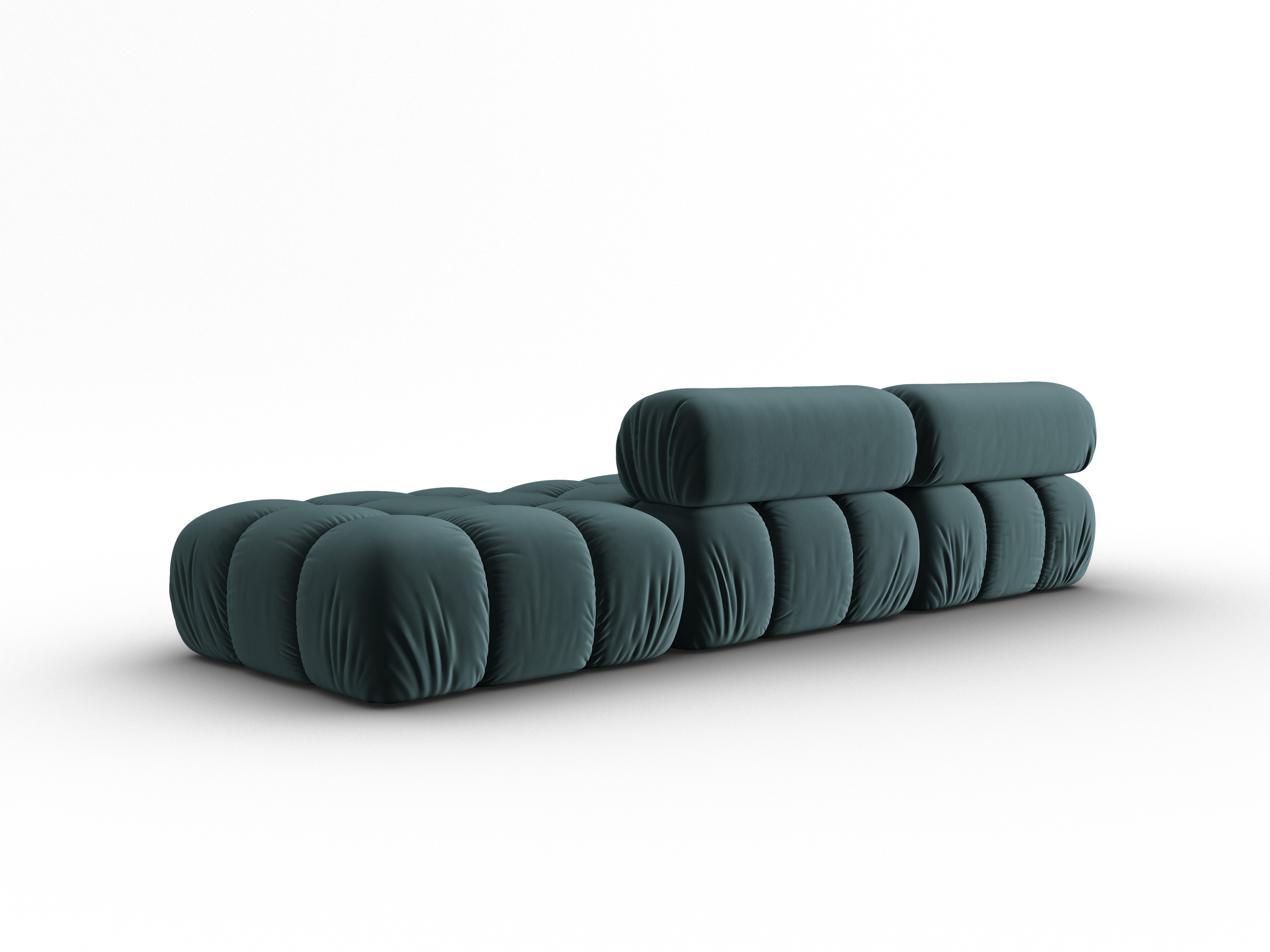 CORTINA turquoise velvet 3-seater open right sofa
