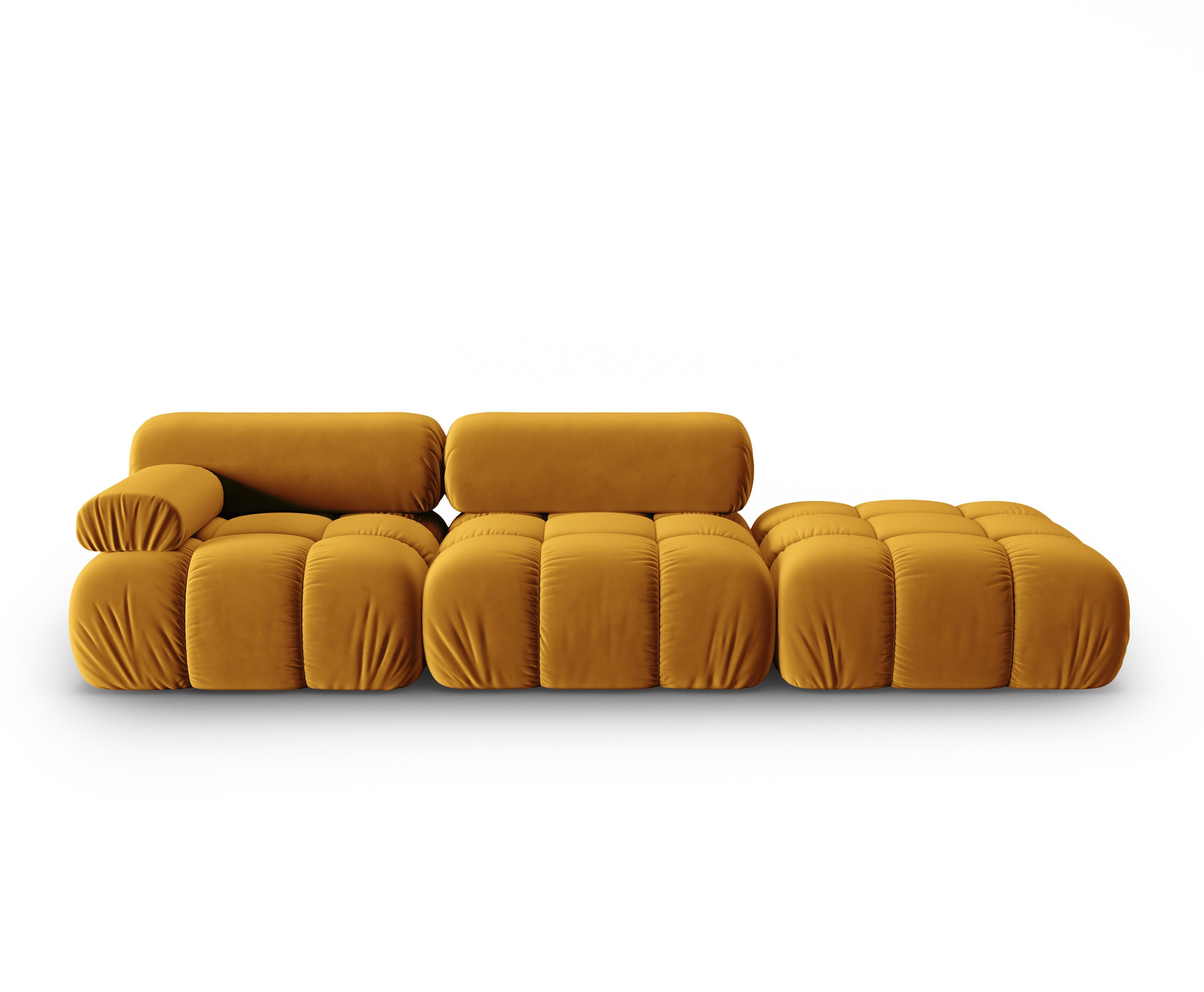CORTINA Yellow Velvet 3-Seater Open Right Sofa