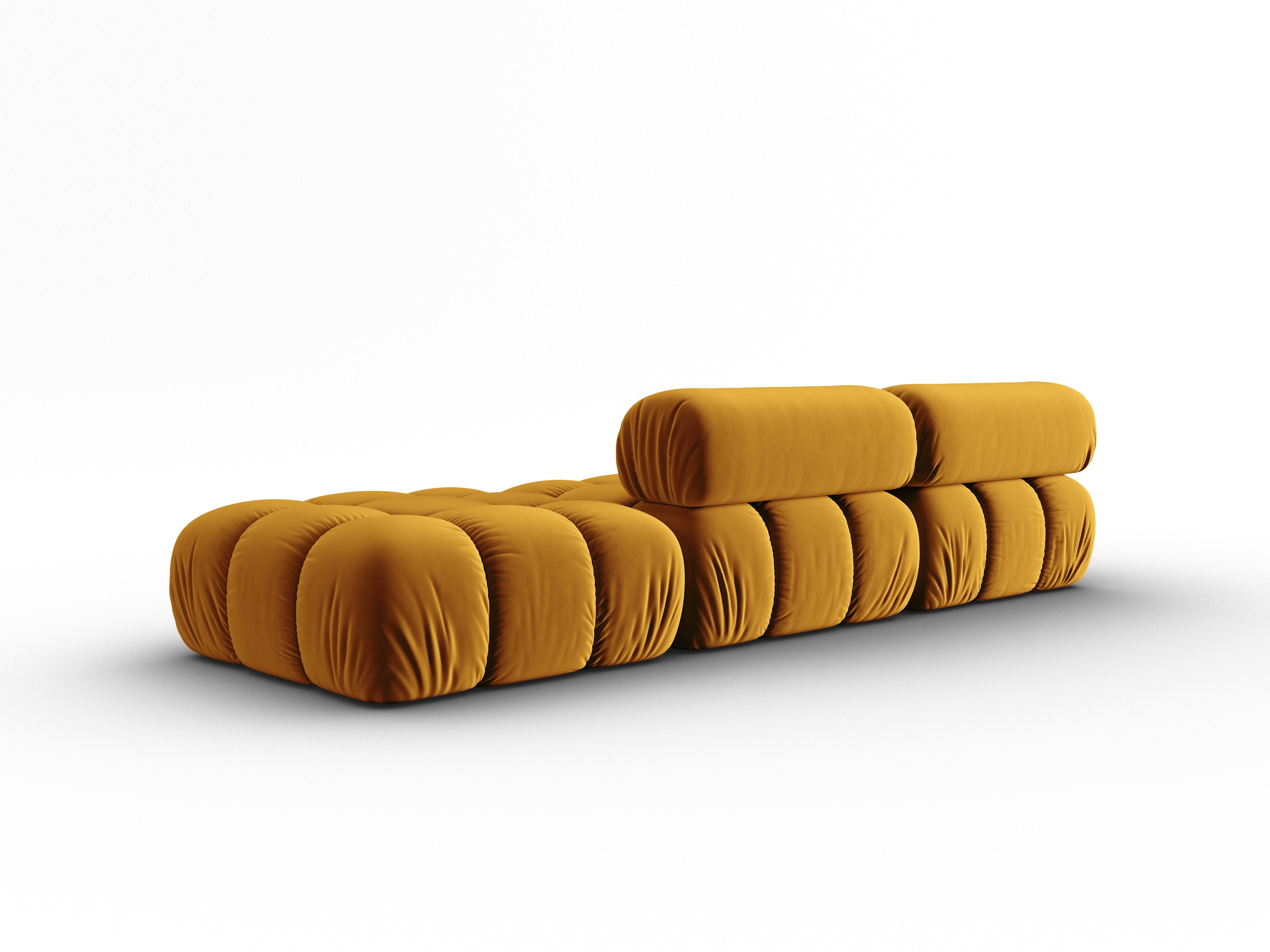 CORTINA Yellow Velvet 3-Seater Open Right Sofa