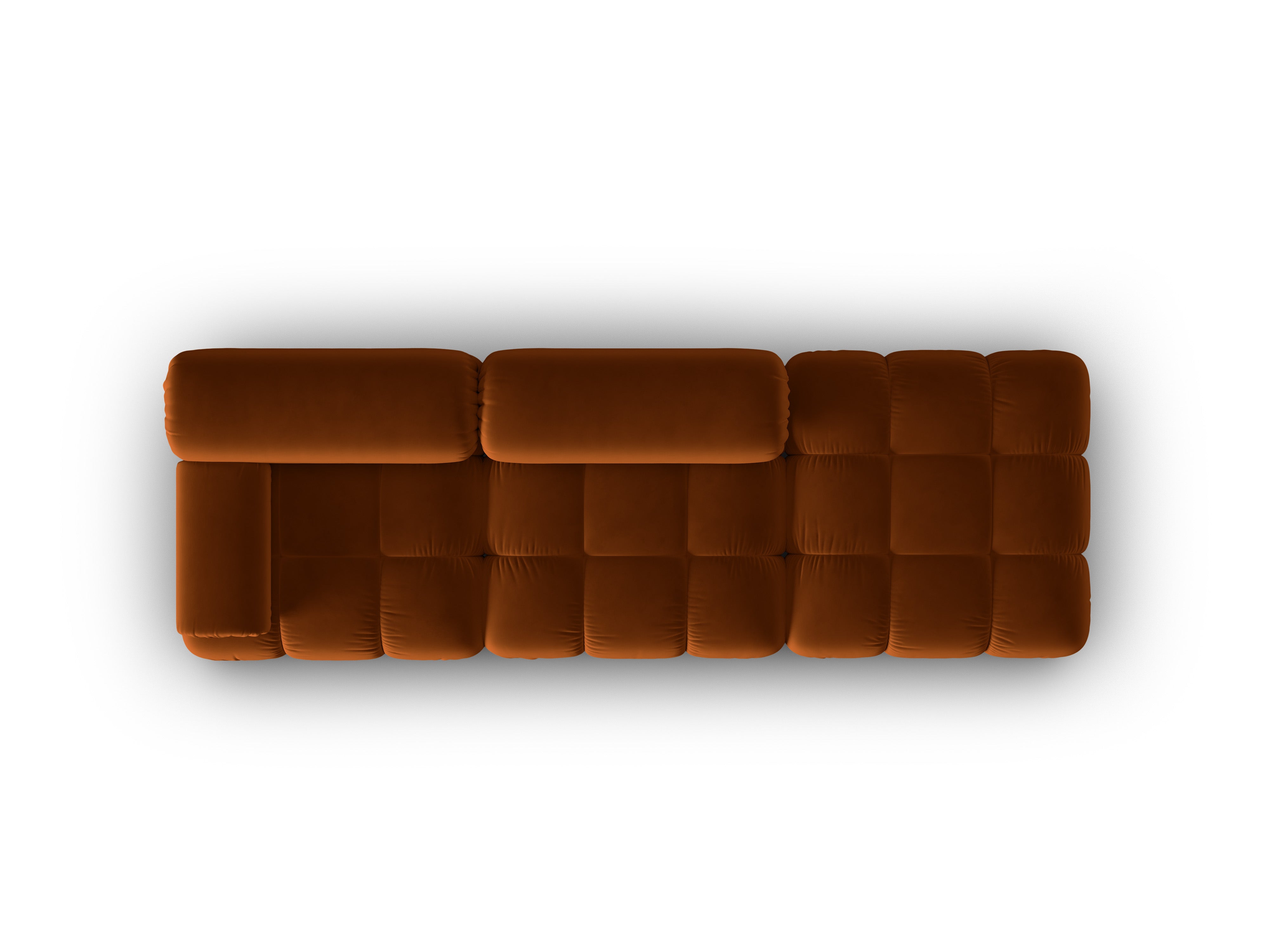 CORTINA terracotta open right-facing 3-seater velvet sofa