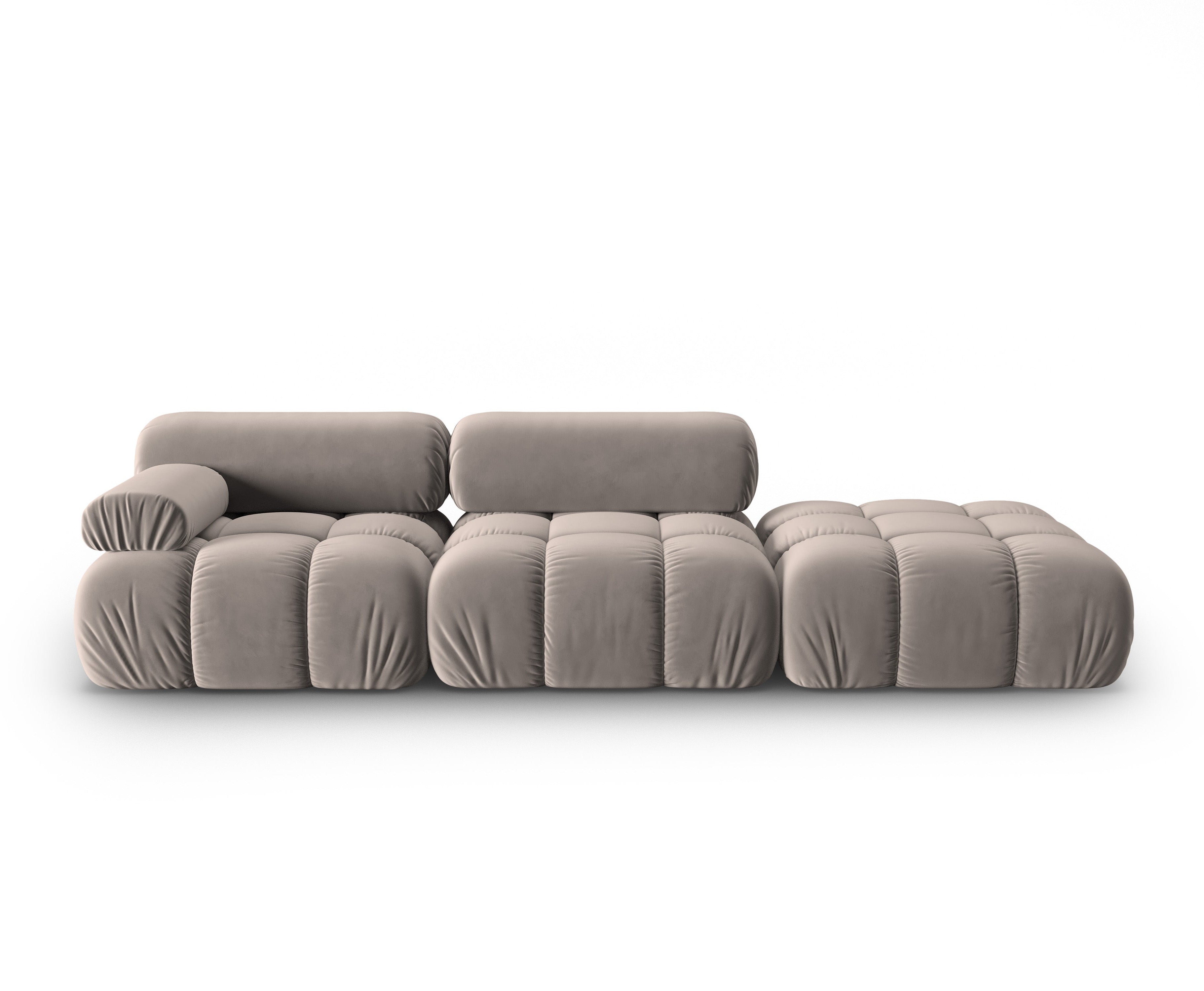 CORTINA cappuccino open right-facing 3-seater velvet sofa