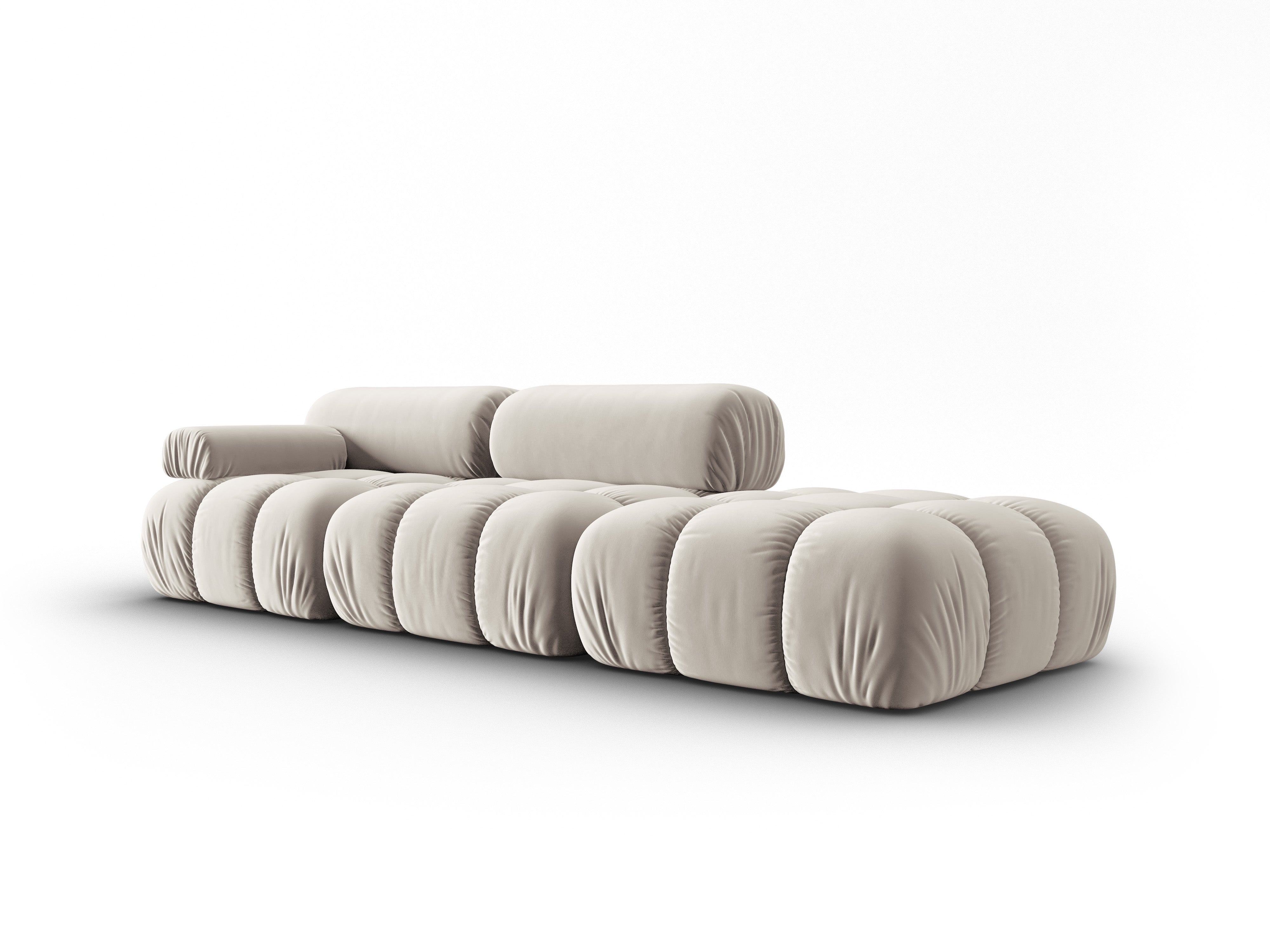 Beige CORTINA 3-Seater Open Right Velvet Sofa
