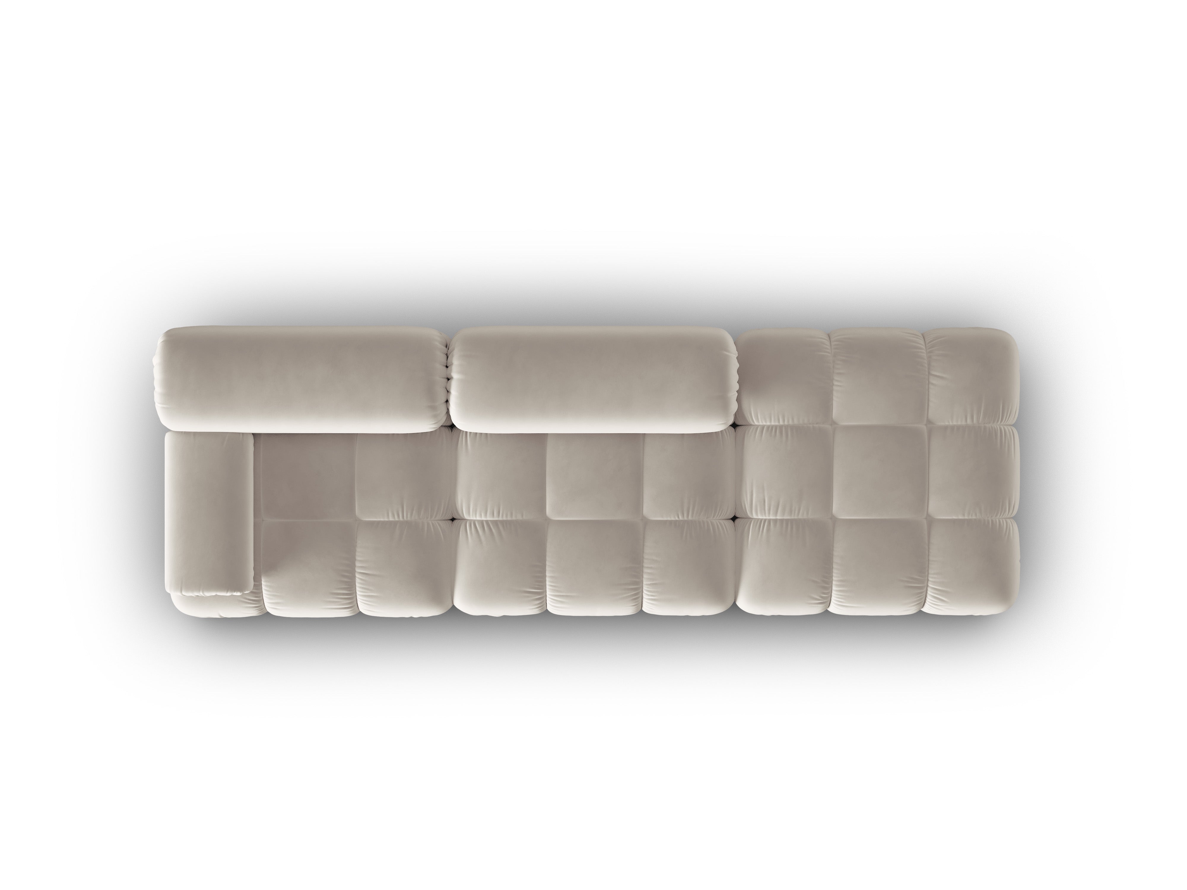 Beige CORTINA 3-Seater Open Right Velvet Sofa