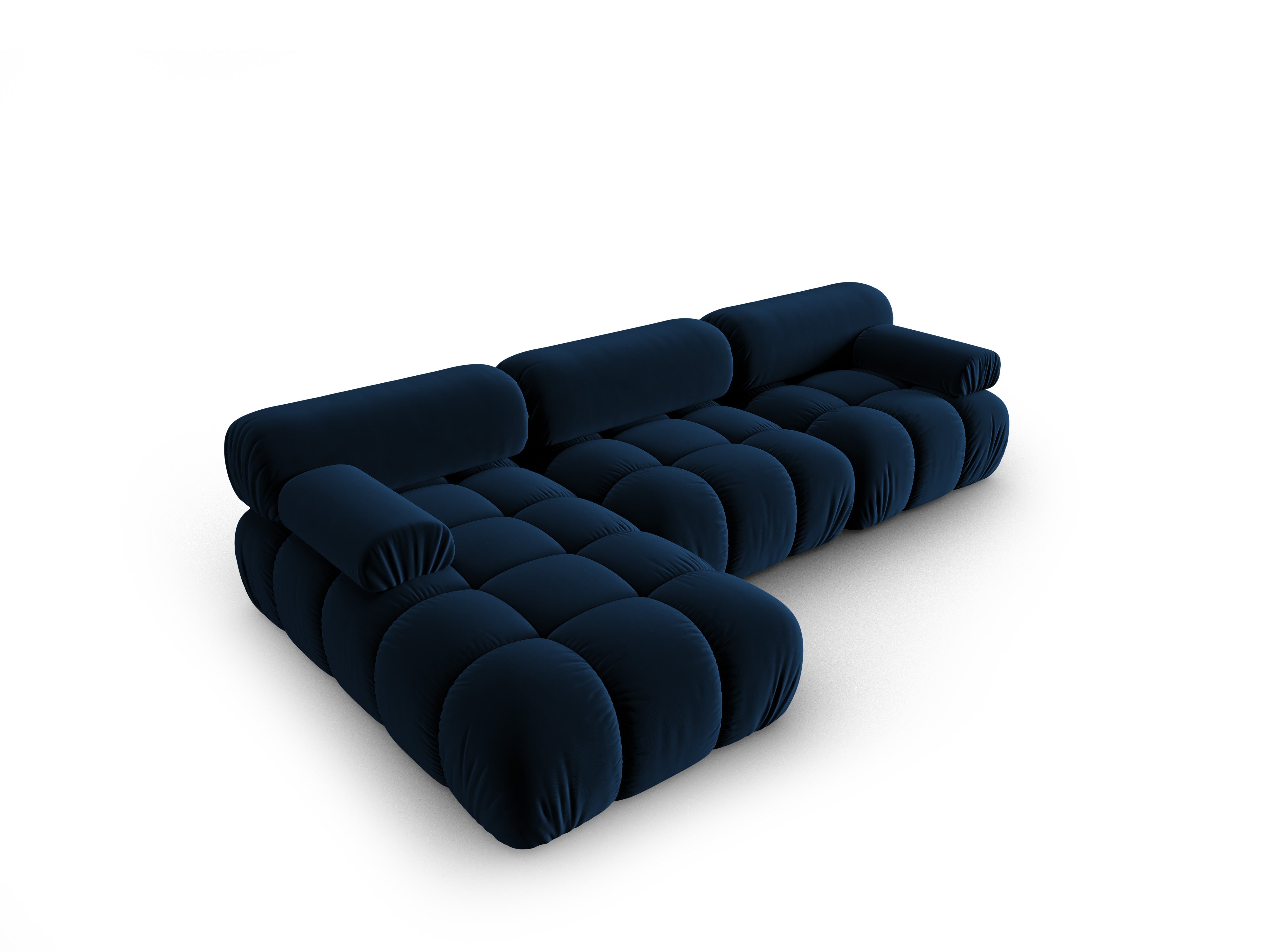 Velvet Corner Sofa for 4 People, Left Side, CORTINA, Royal Blue