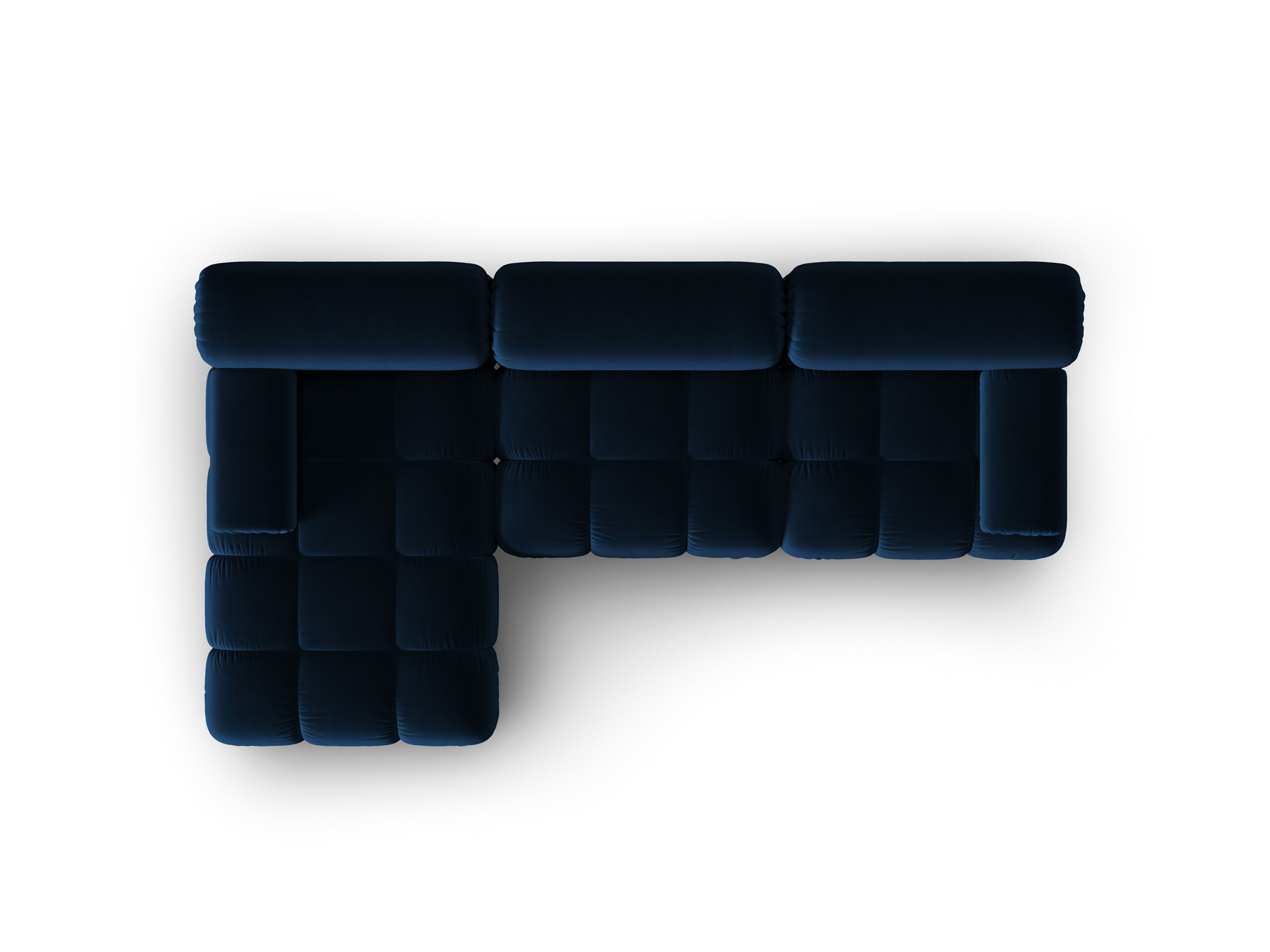 Velvet Corner Sofa for 4 People, Left Side, CORTINA, Royal Blue