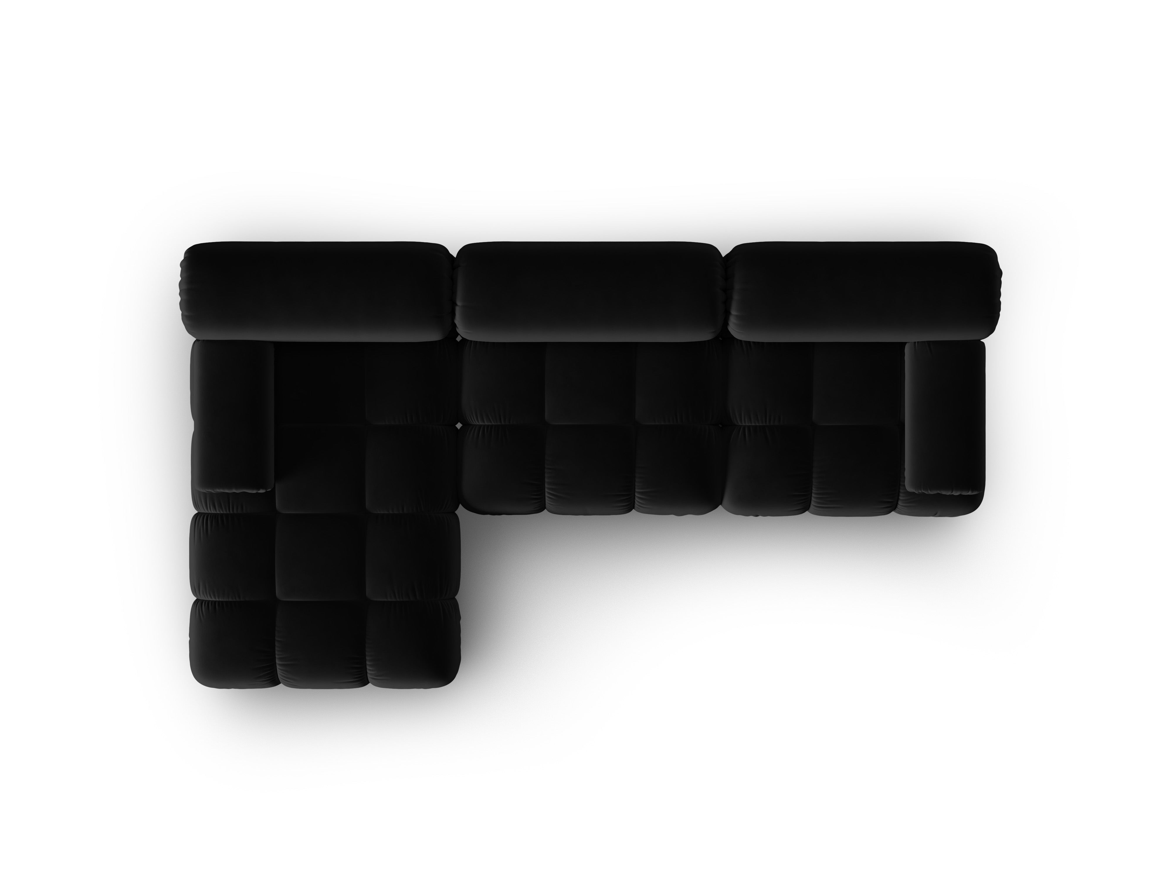 Black Velvet Left-Handed 4-Seater Corner Sofa CORTINA