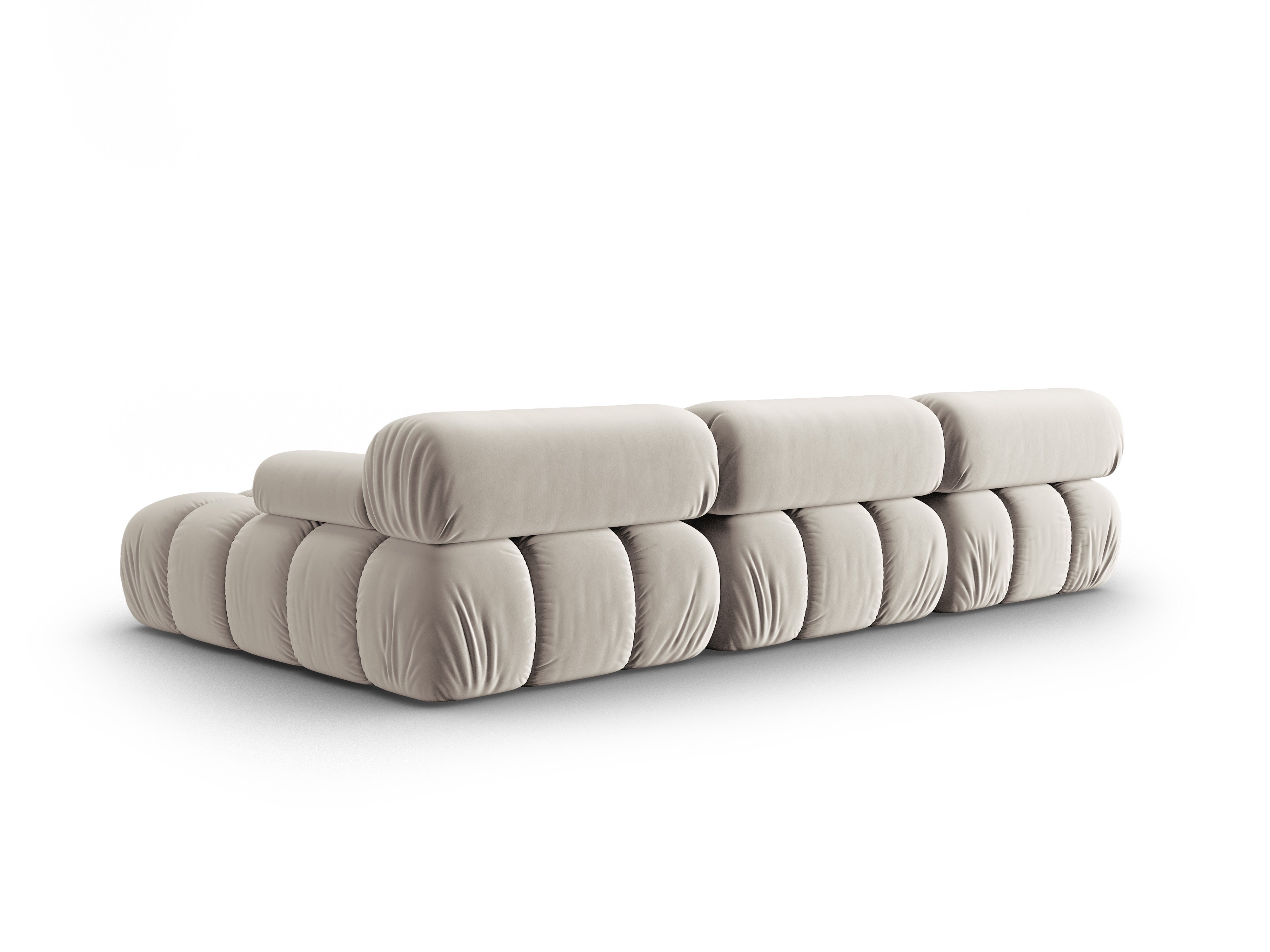 Beige Velvet Corner Sofa for 4 People, Right Side CORTINA