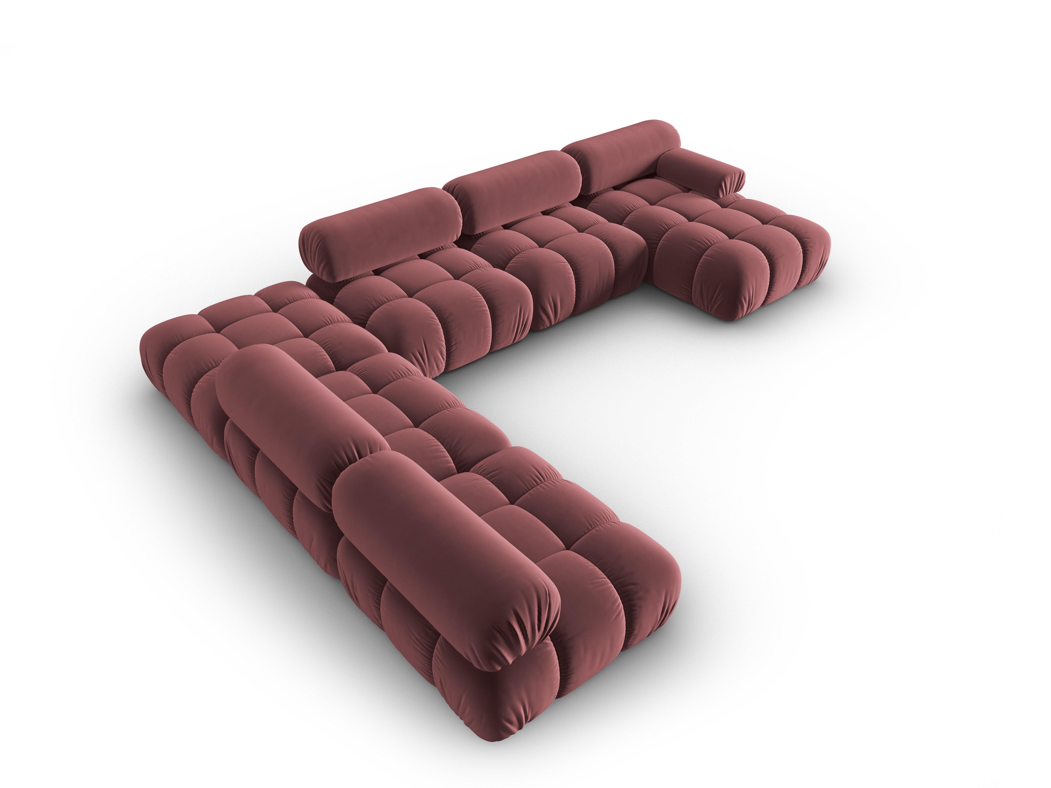 CORTINA Pink Left-Side Velvet Panoramic Corner Sofa