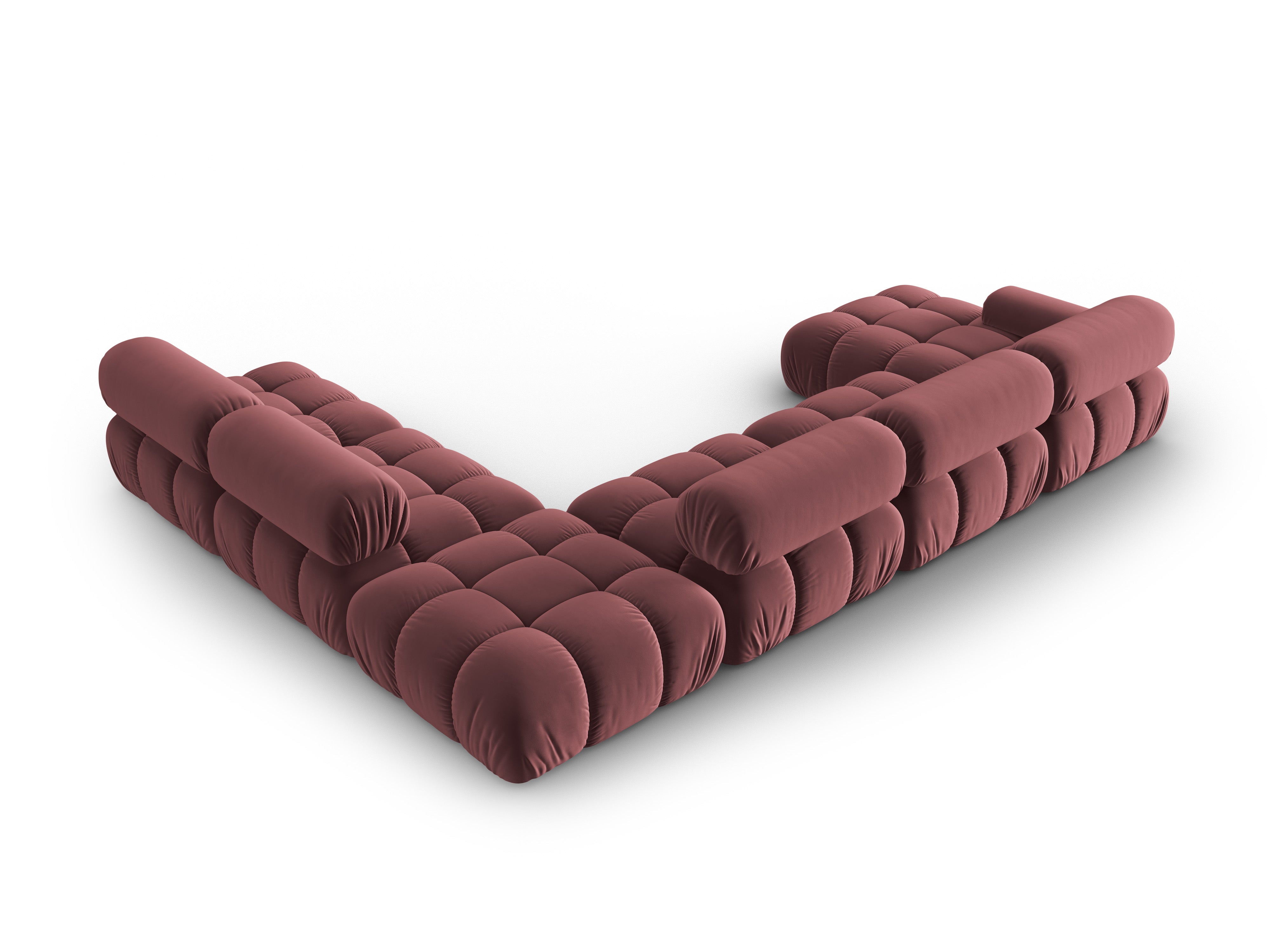 CORTINA Pink Right-Hand Velvet Panoramic Corner Sofa