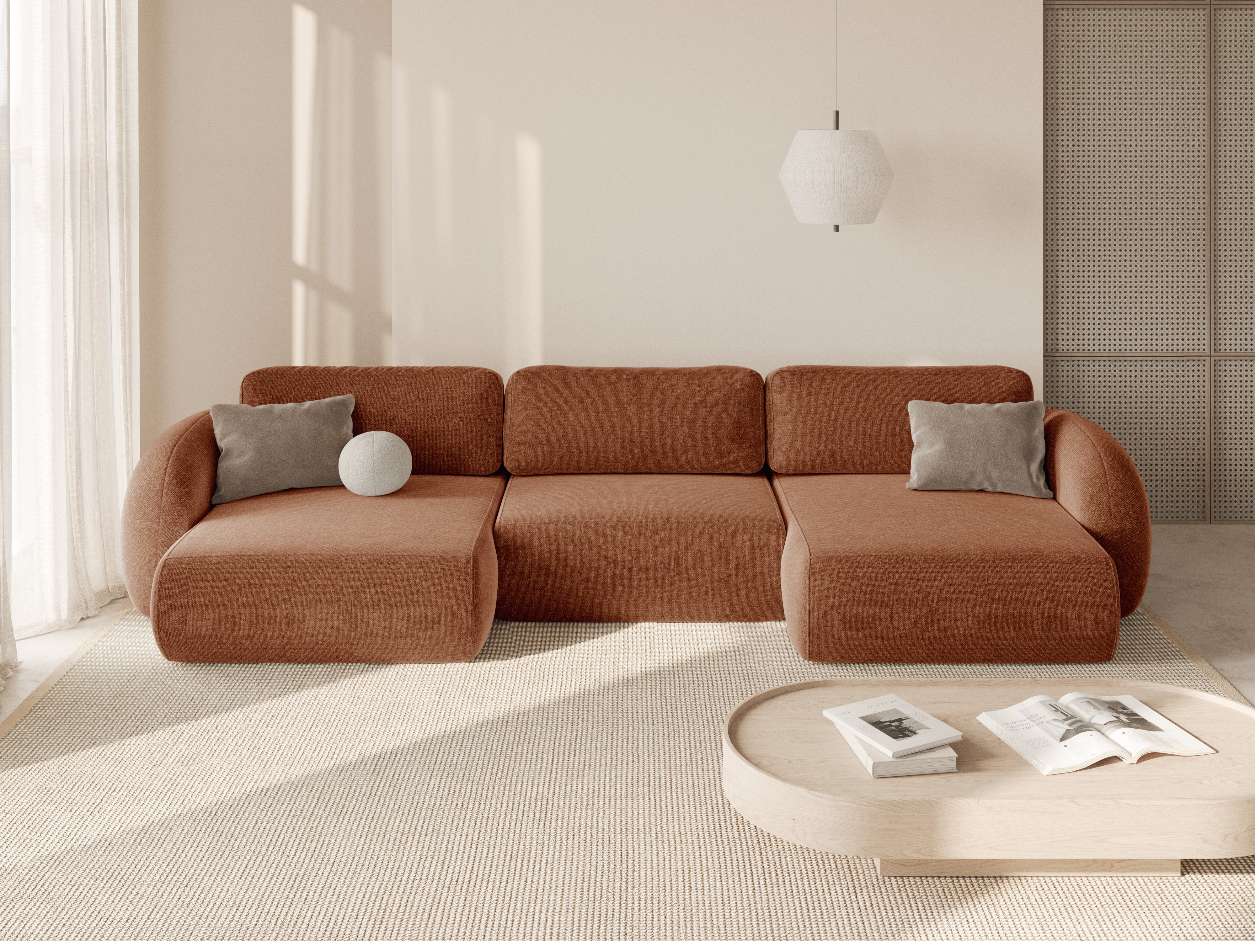 Panoramic Sofa with Sleeping Function for 5 People TONALE Brick