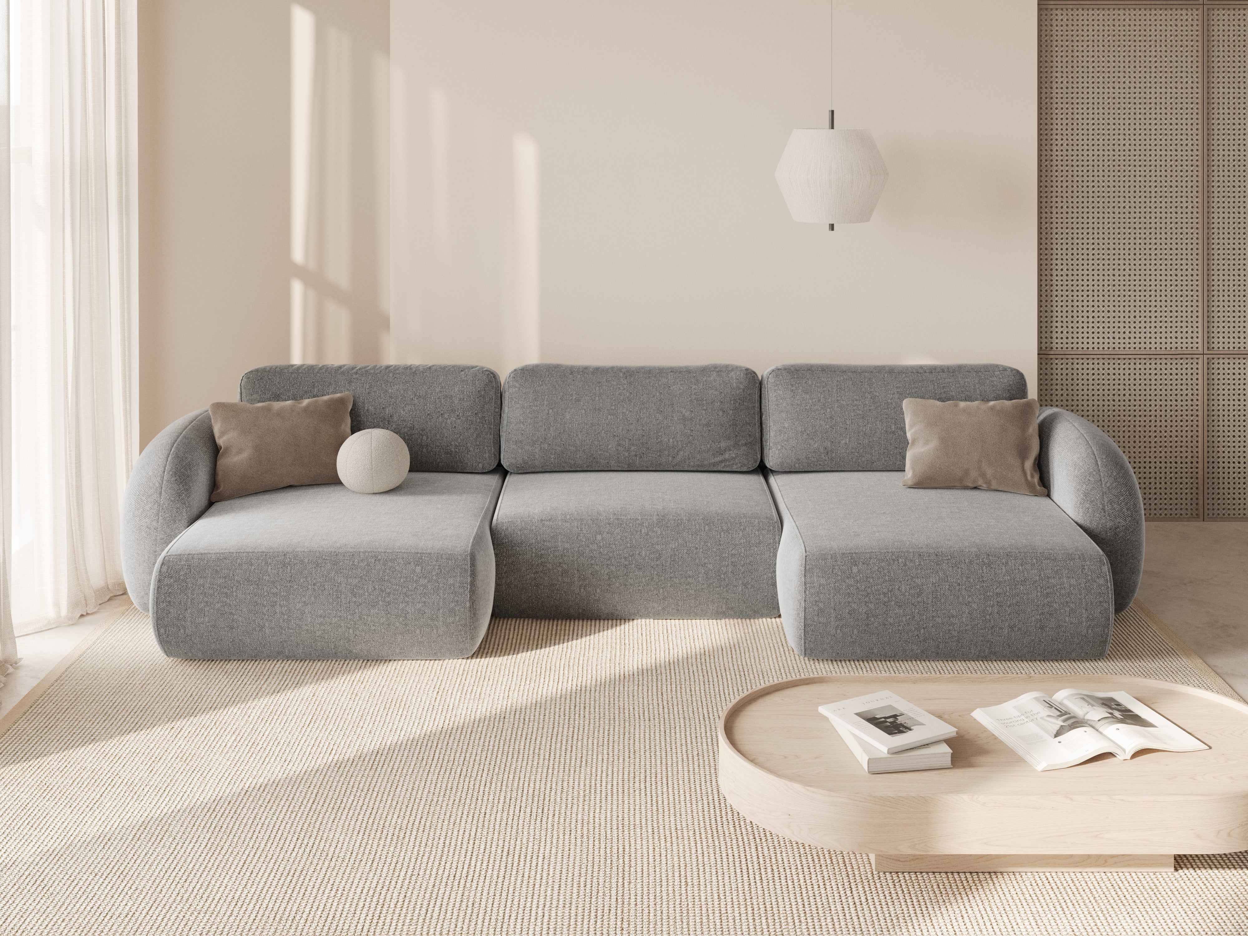 Panoramic Sofa with Sleeping Function for 5 People TONALE Gray