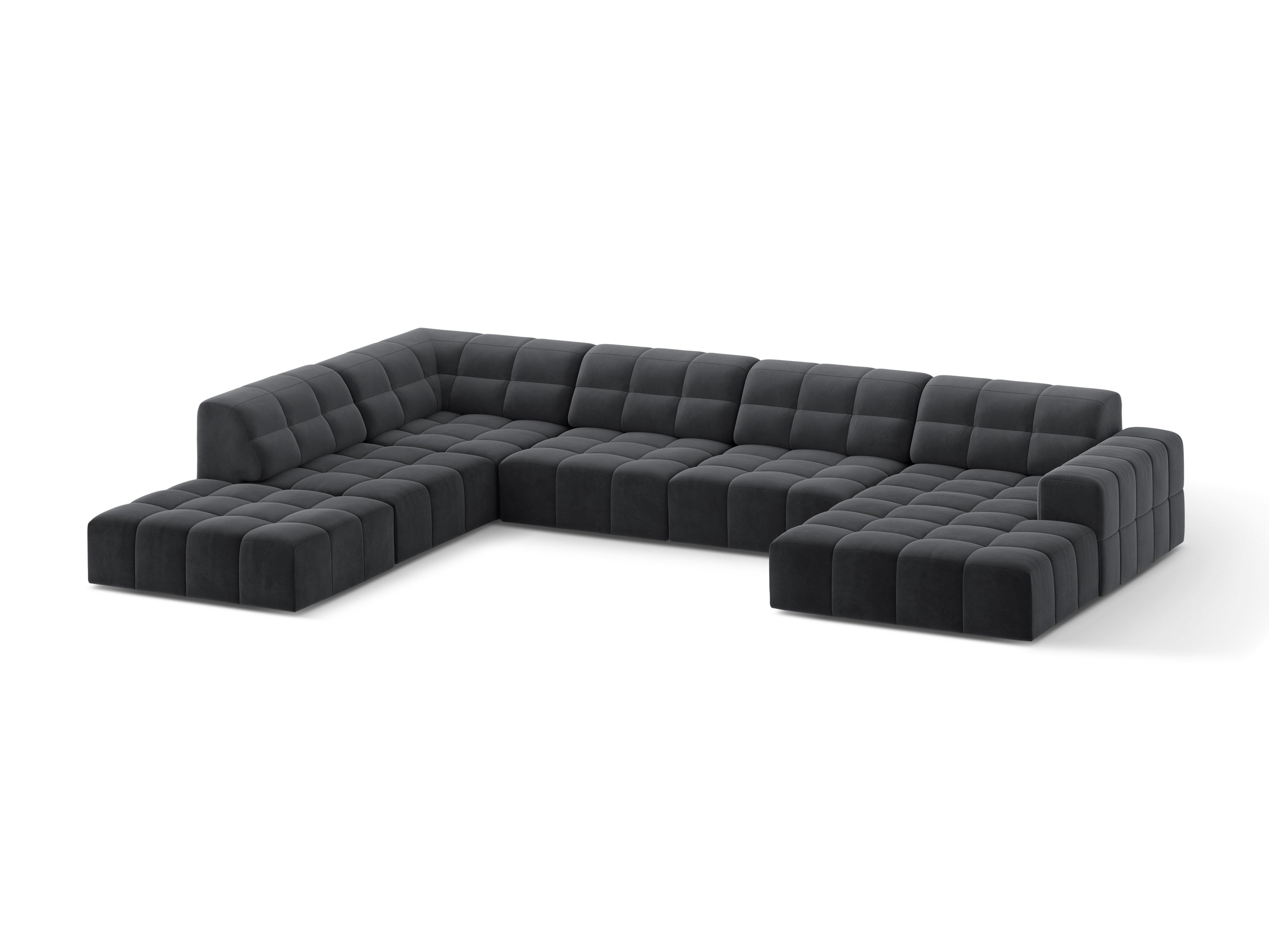 A corner in the shape of a velvety left -handed chicago dark gray