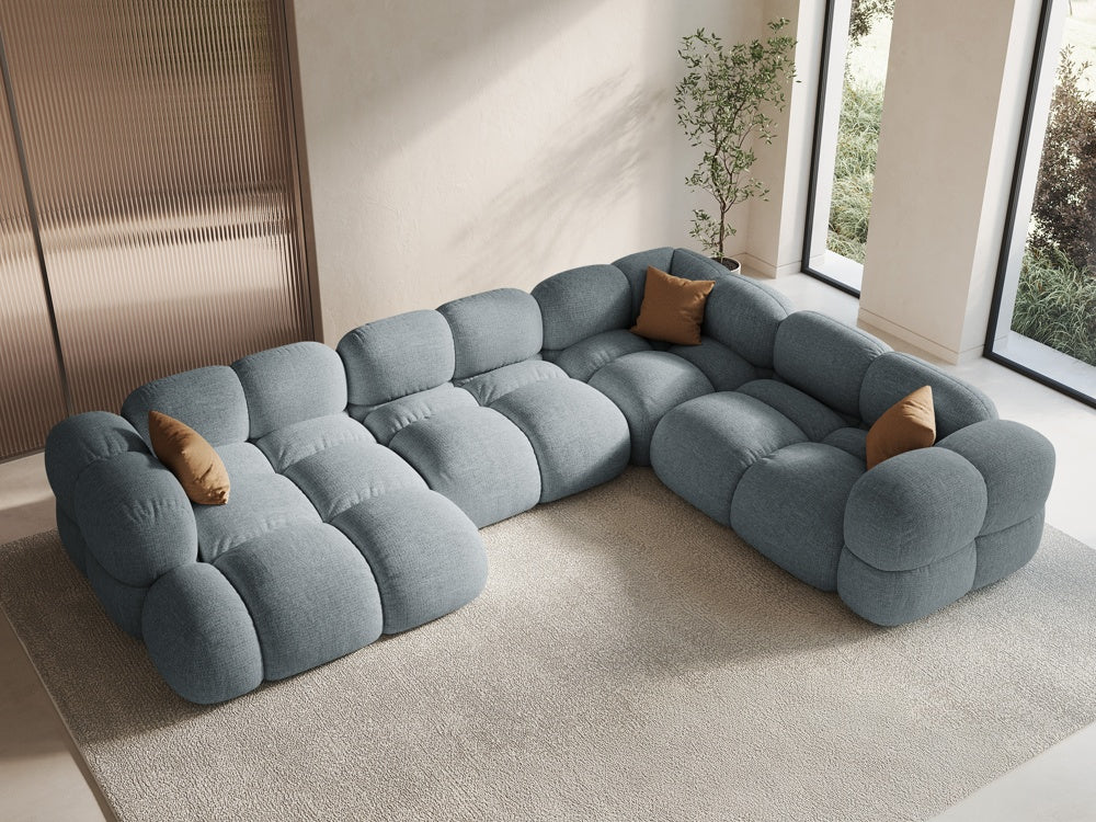 U-förmiger Ecksofa rechts LORETTO pastellblau