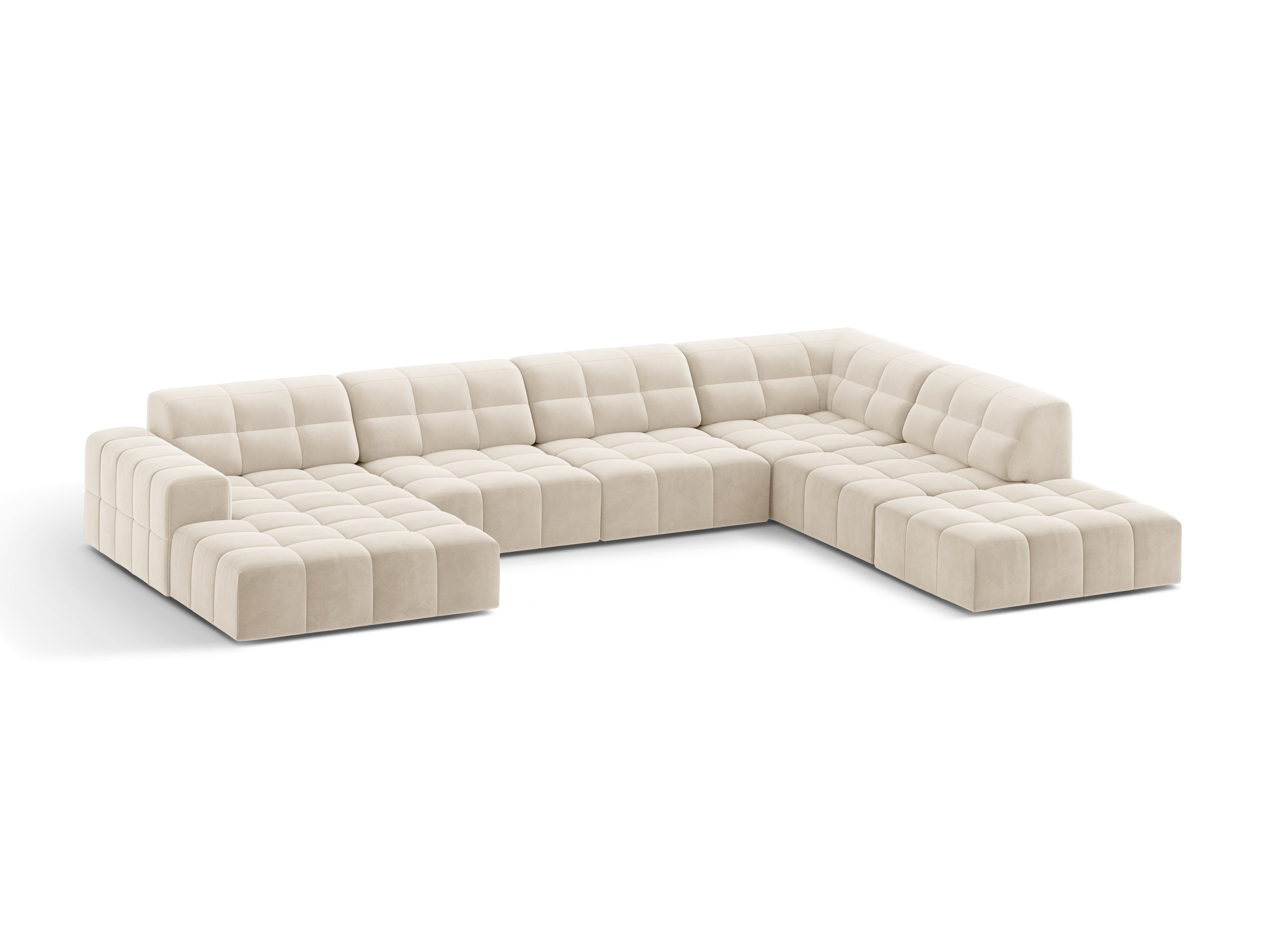 A corner in the shape of velvet right -sided light beige chicago
