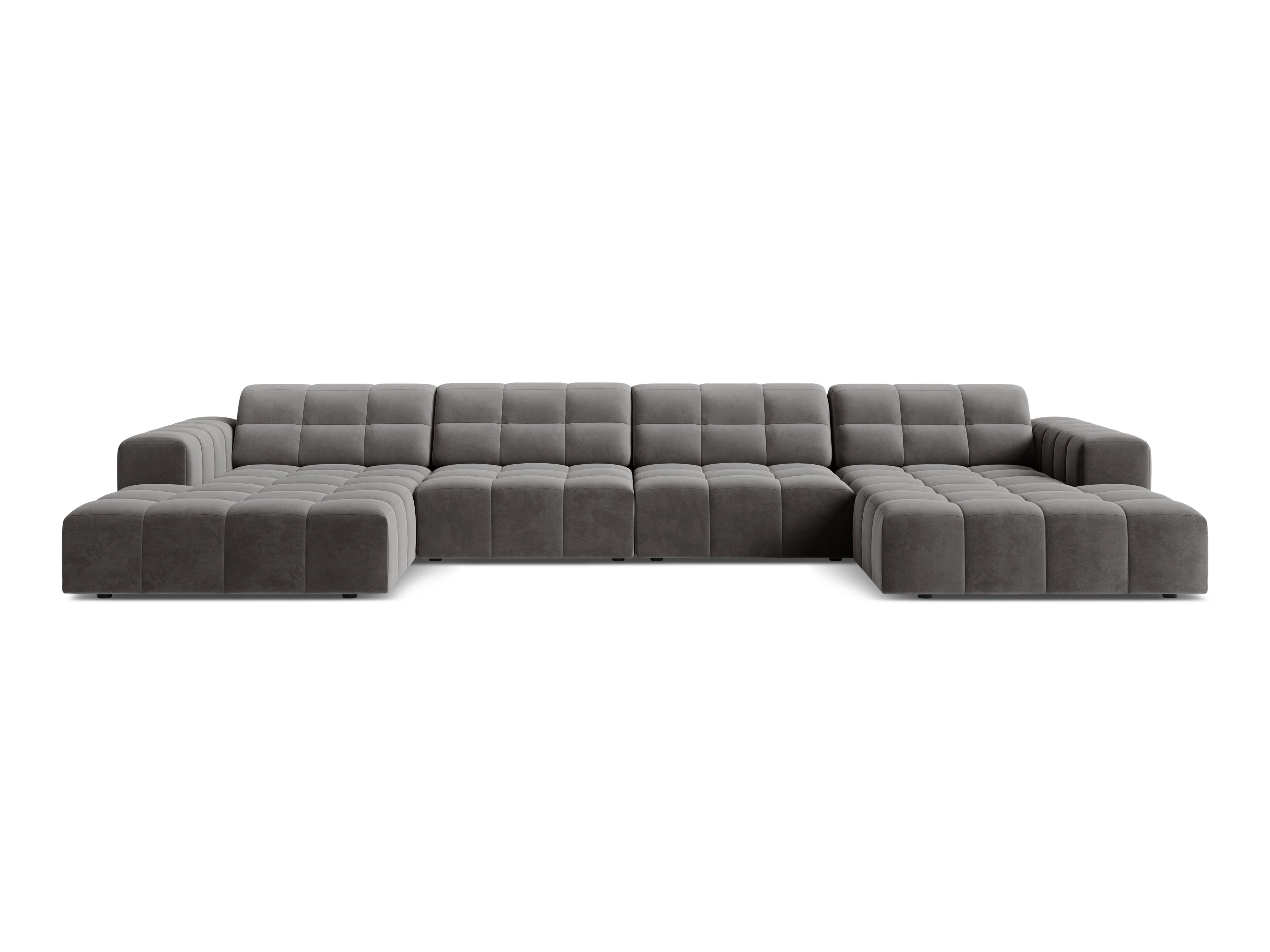 Velvet panoramic sofa 6-seater chicago gray