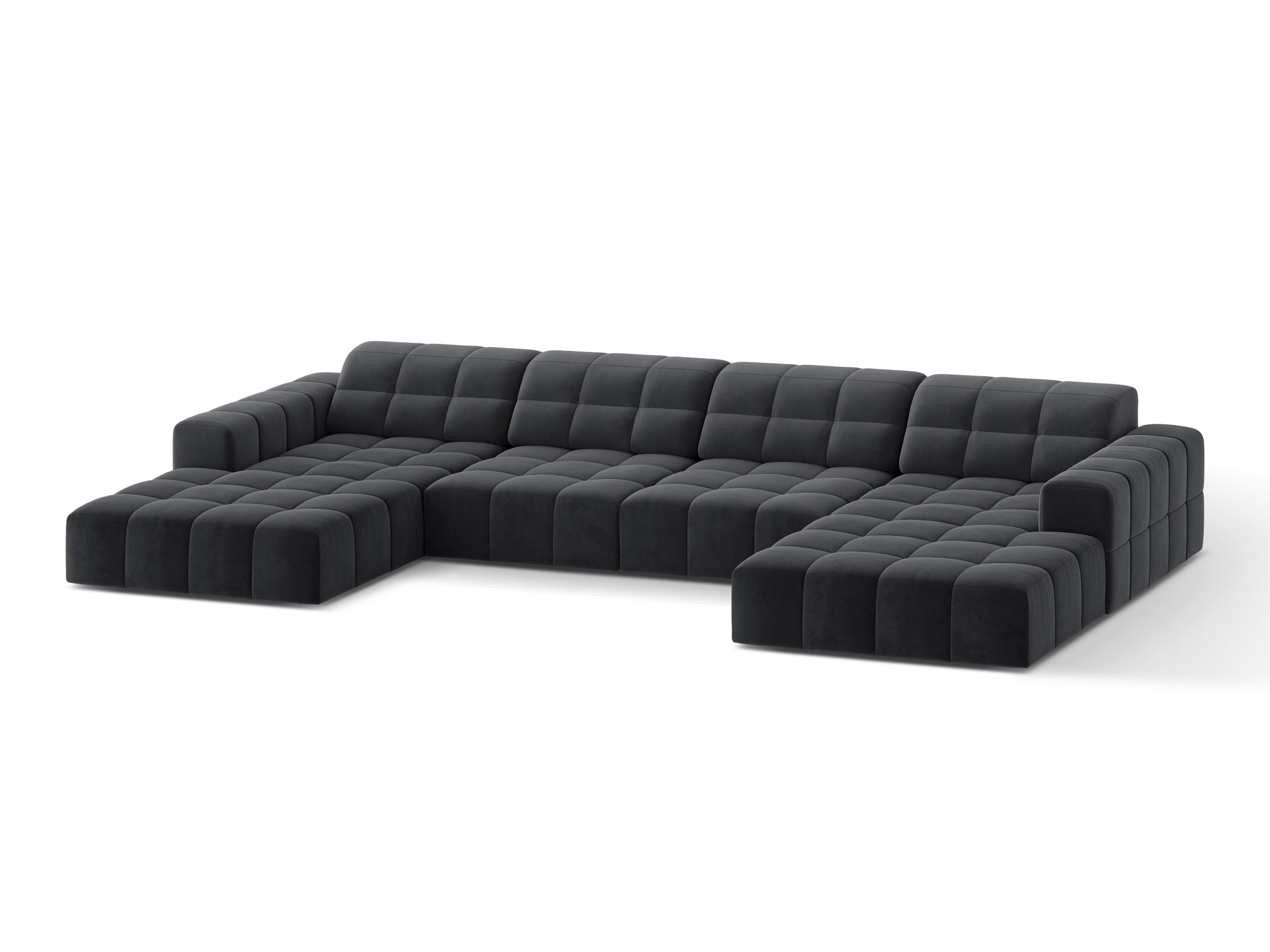Velvet panoramic sofa 6-person chicago dark gray