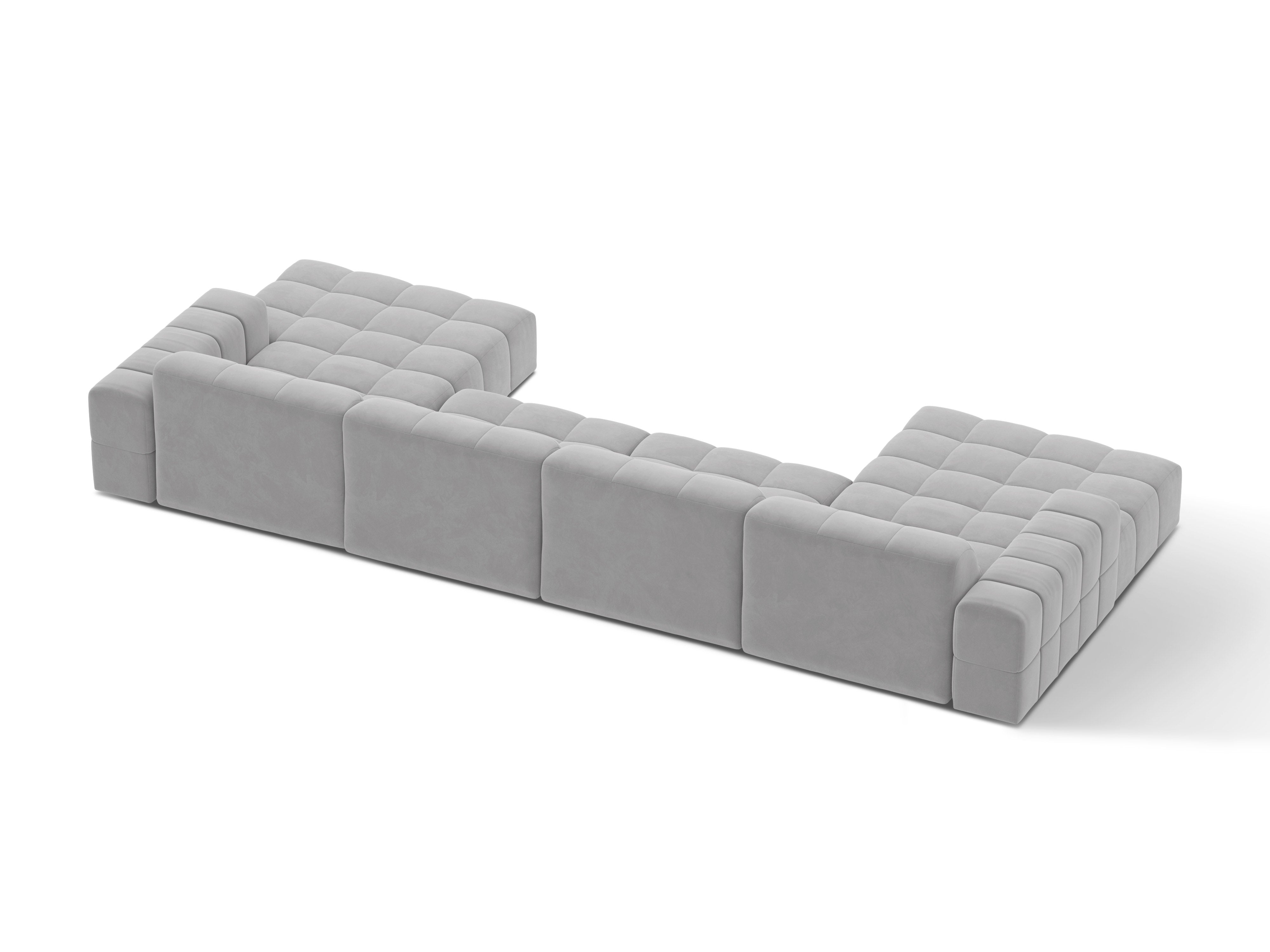 Velvet panoramic sofa 6-seater chicago light gray