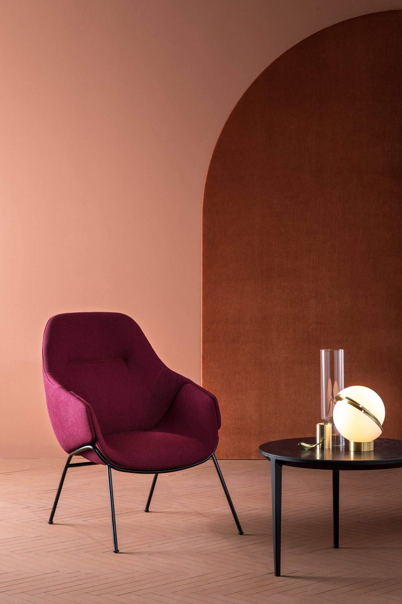 CRESCENT Table Lamp with Opal Shade and Brass Base