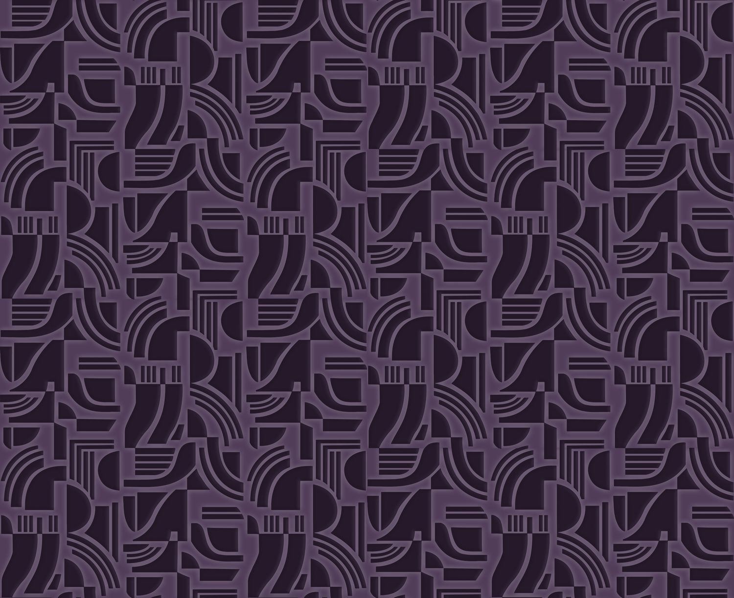 Textile wallpaper with geometric pattern ARCANE - AUBERGINE burgundy