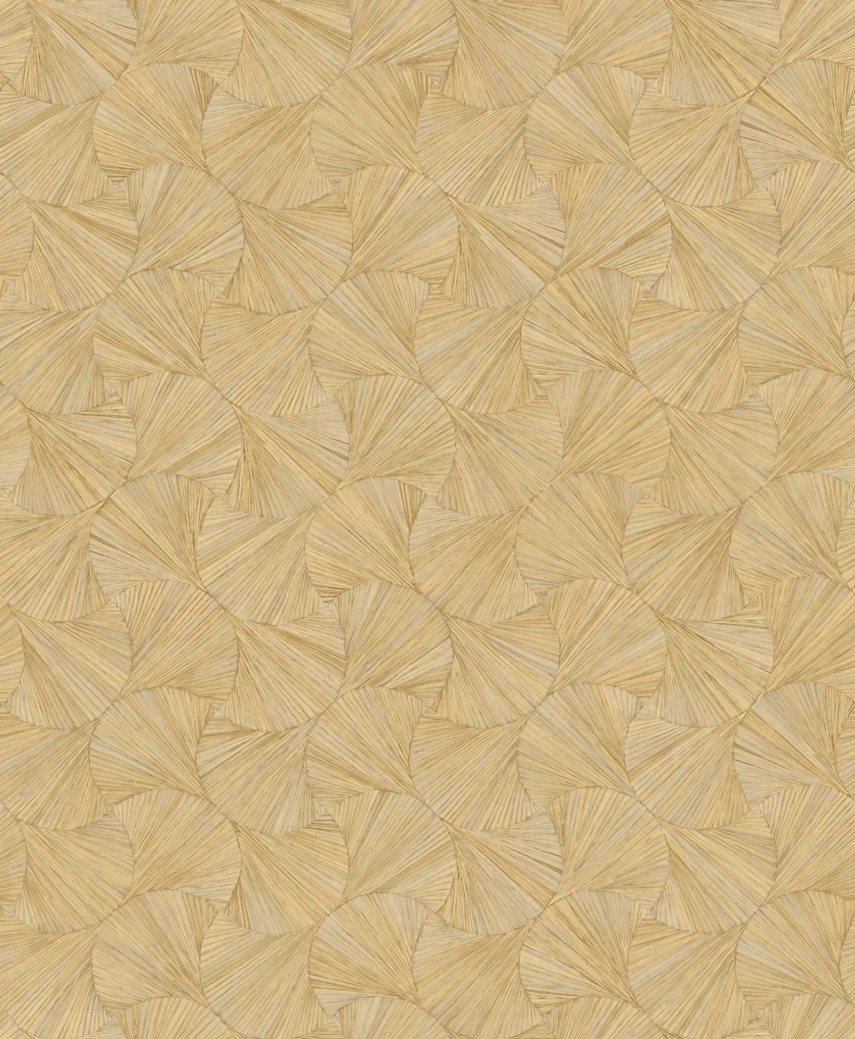Geometrische Strukturtapete mit pflanzlichem Motiv von LOMBOK - PAILLE strohbeige