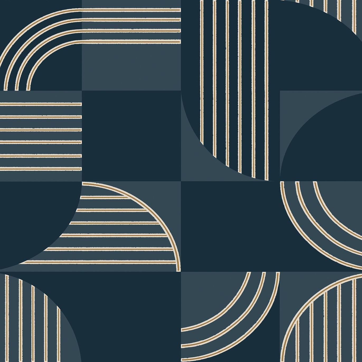 Vlies-Tapete mit geometrischem Muster ANNÉES 30 - MARINE marineblau