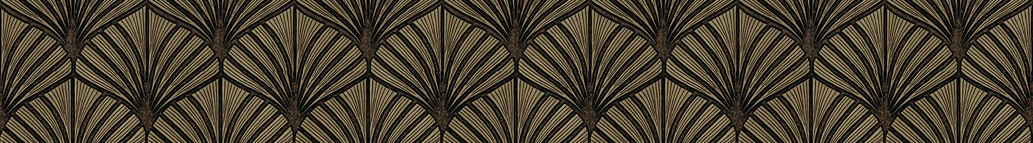 Metalltapete mit Pflanzenmotiv NEREIDES - NOIR/DORÉ schwarz mit Gold