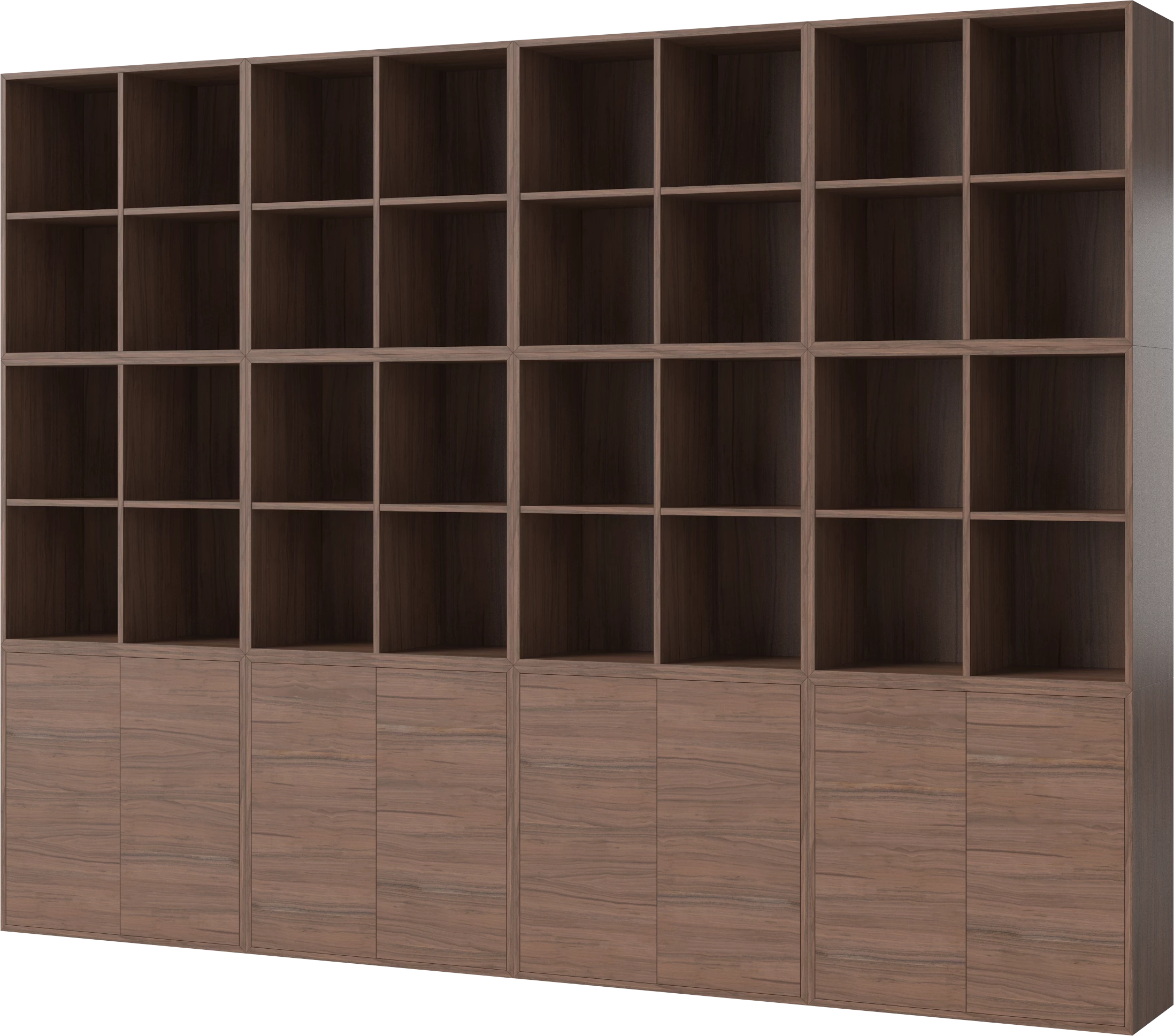 Case nut veneer bookcase