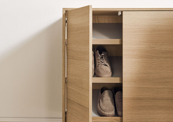 Shoe shelf case oak veneer