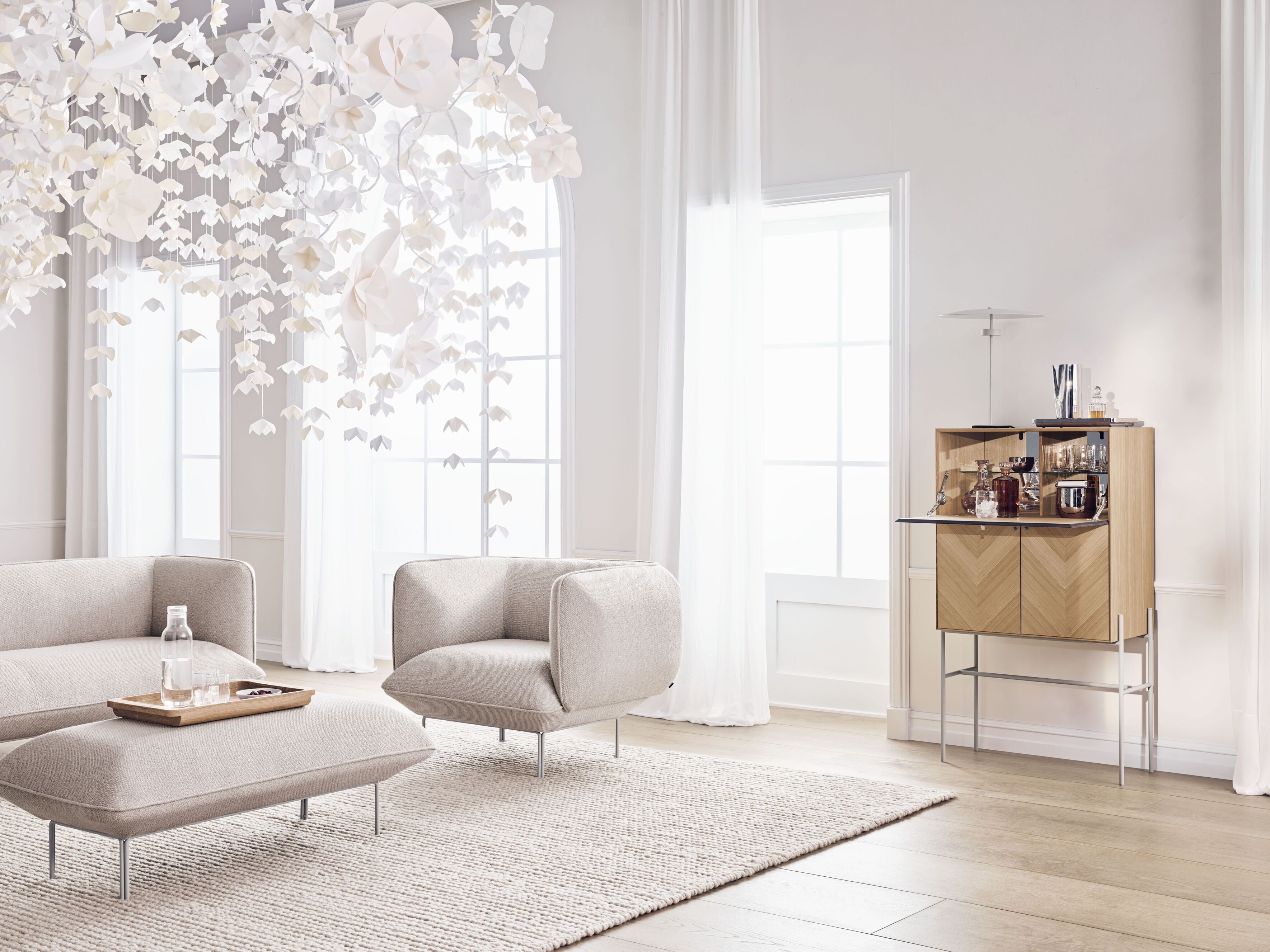 Bar cabinet luxe oak wood with a gray base