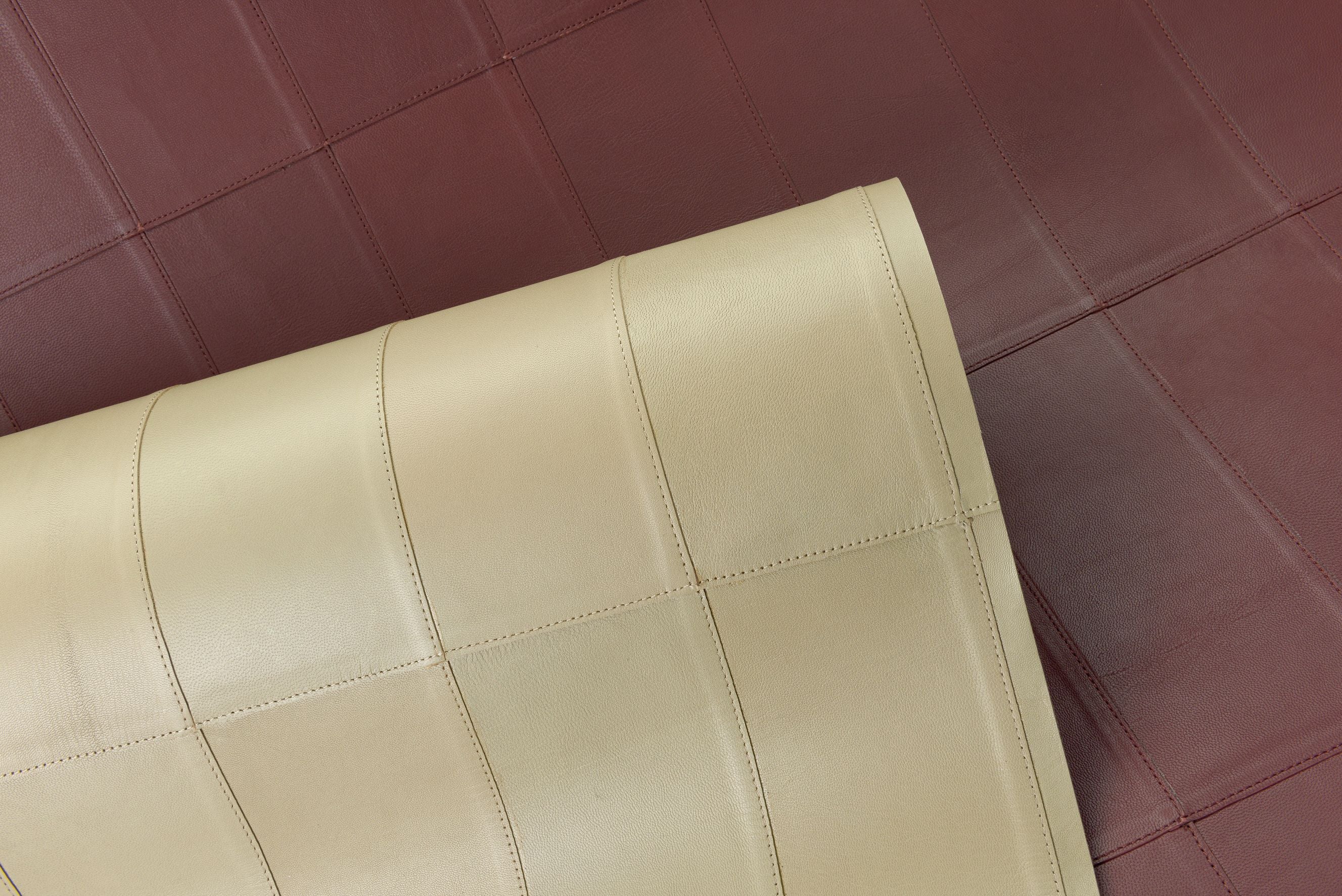 Natural leather wallpaper with geometric pattern PALADIN amber