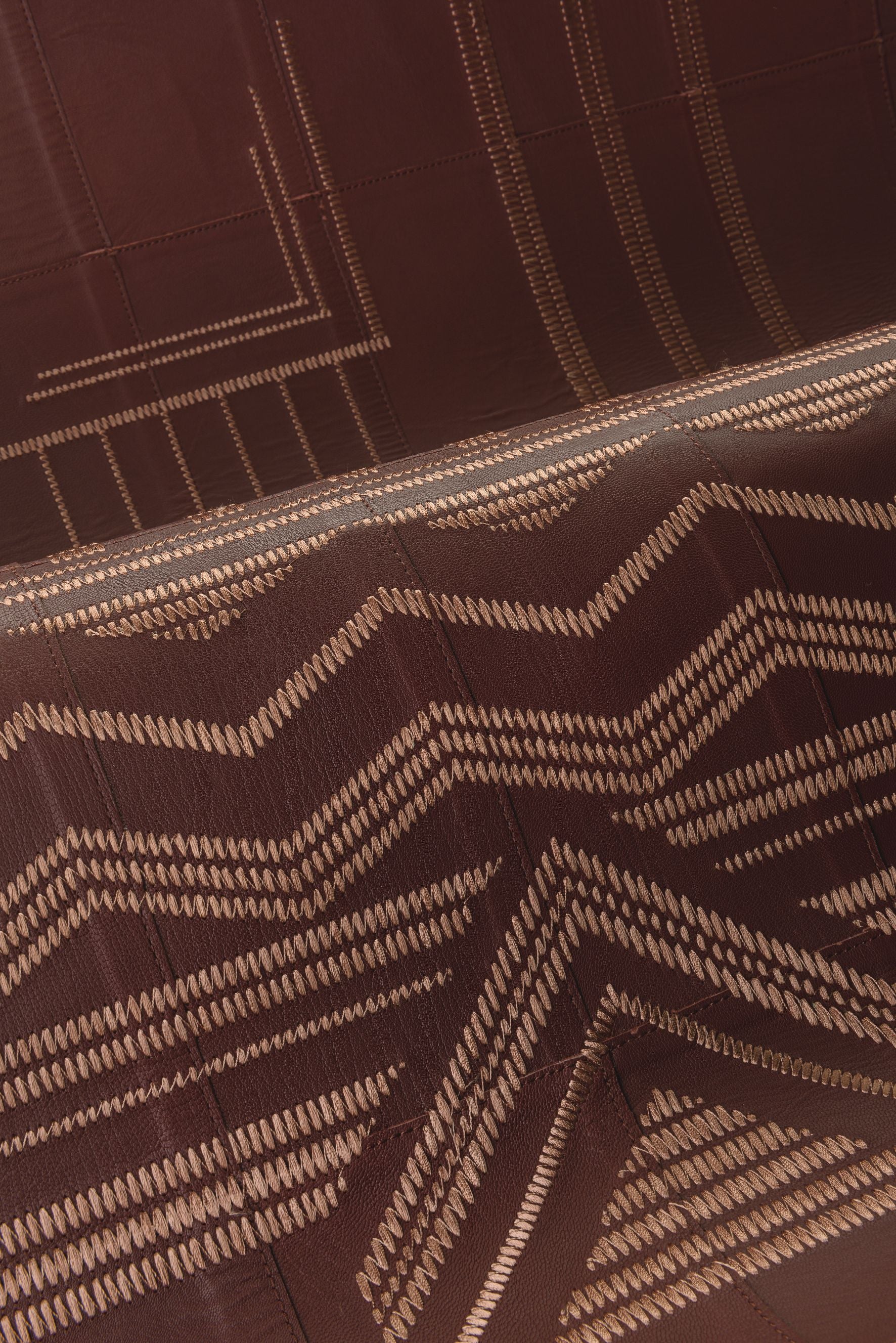 Natural leather wallpaper with geometric pattern PALAZZO burgundy