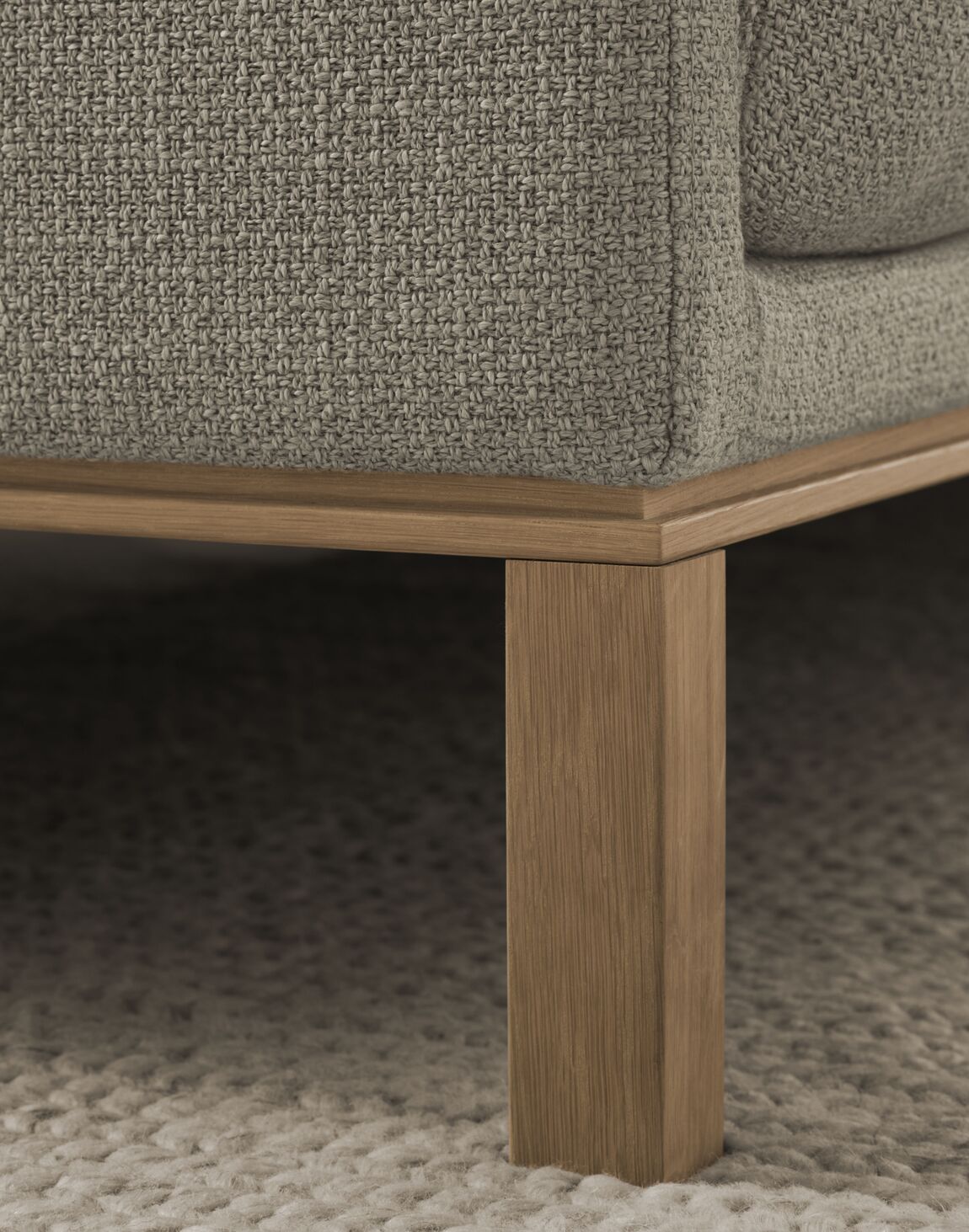 Modular sofa COSY - left -hand chaiselong with an oak base