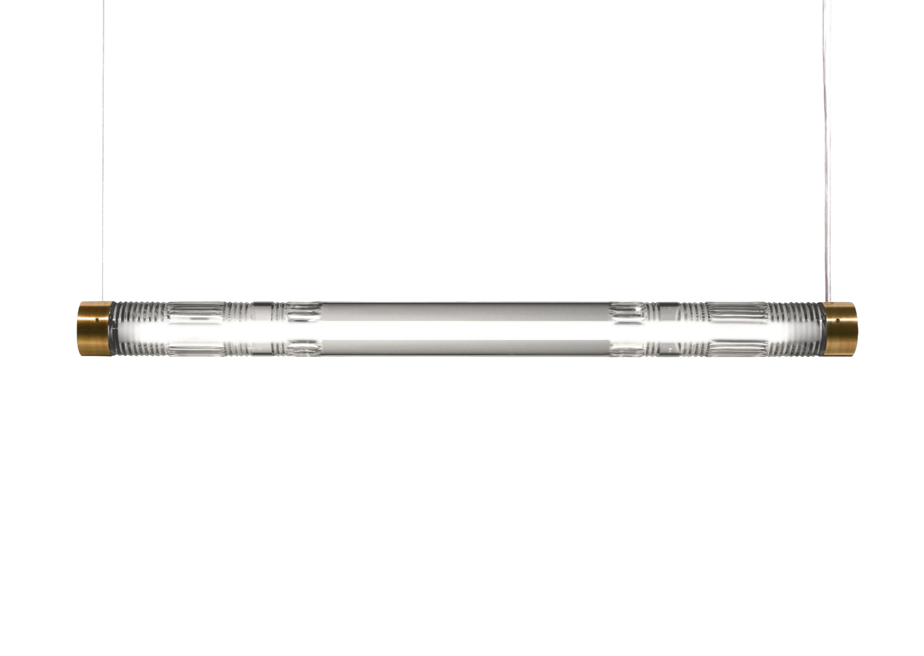 Lampa wisząca CRYSTAL TUBE szkło kryształowe z mosiężnym wykończeniem